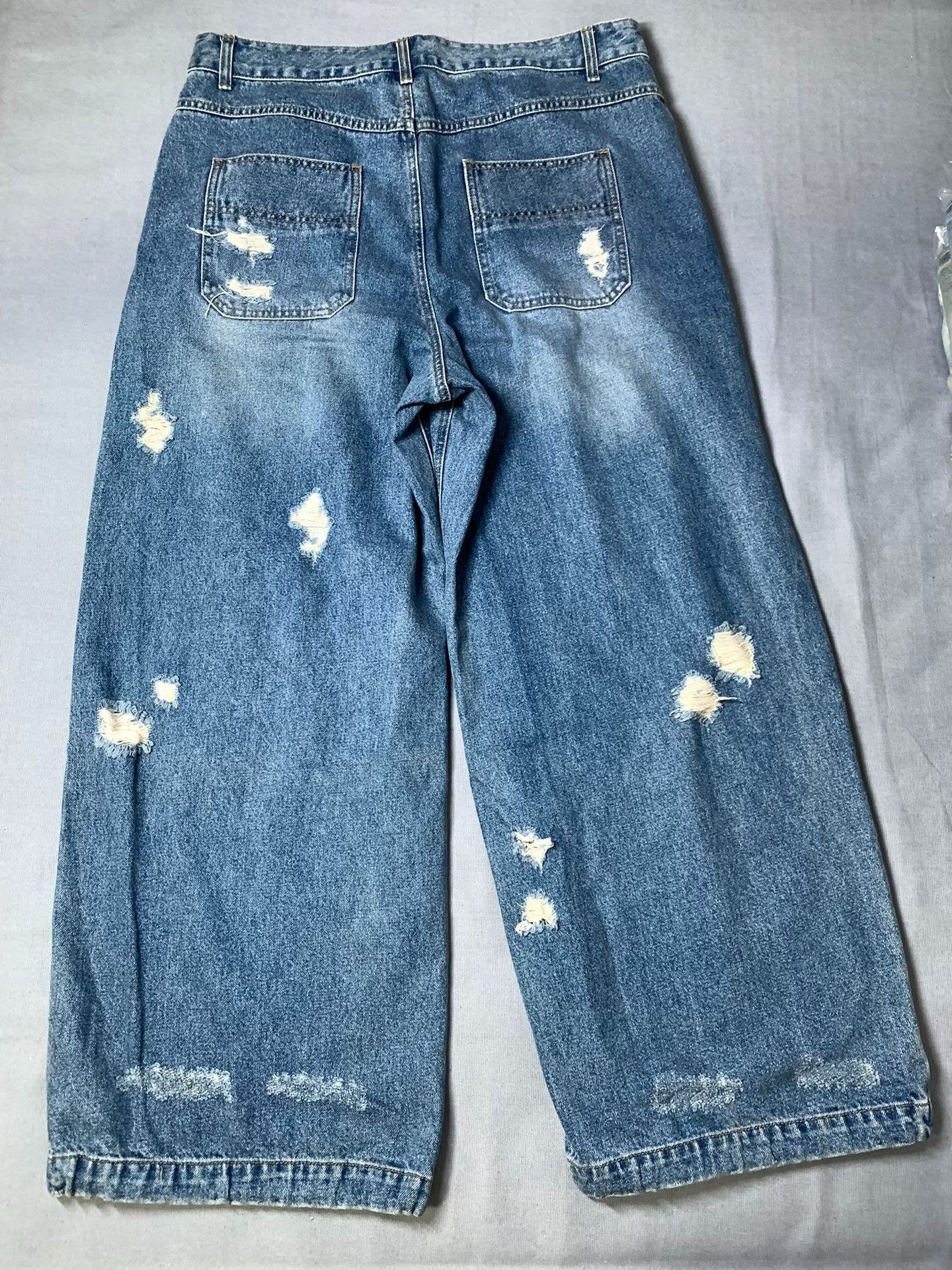 Juun.J juun.j Washed Distressed Ripped Wide-Leg Jeans Size US 30 / EU 46 - 2 Thumbnail