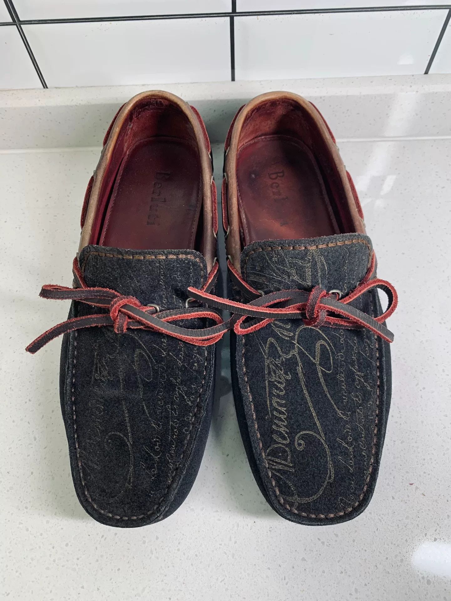 Berluti Berluti Love Letter Carving Slip-On Boat Shoes Size US 7.5 / EU 40-41 - 3 Thumbnail