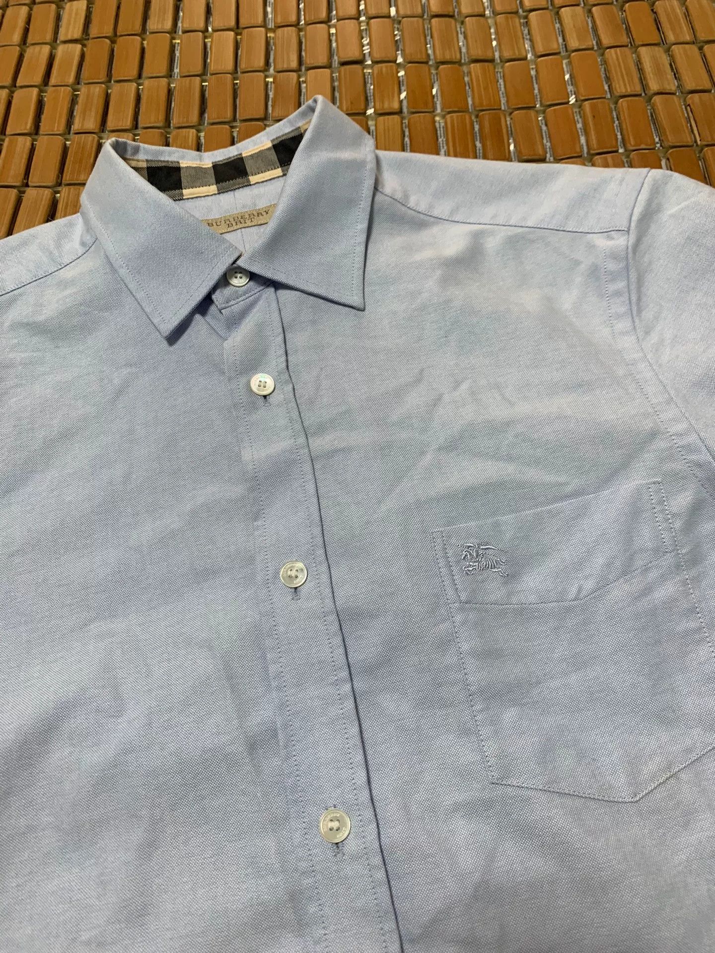 Burberry Burberry Light Blue Check Polo Short Sleeve Size US S / EU 44-46 / 1 - 3 Thumbnail