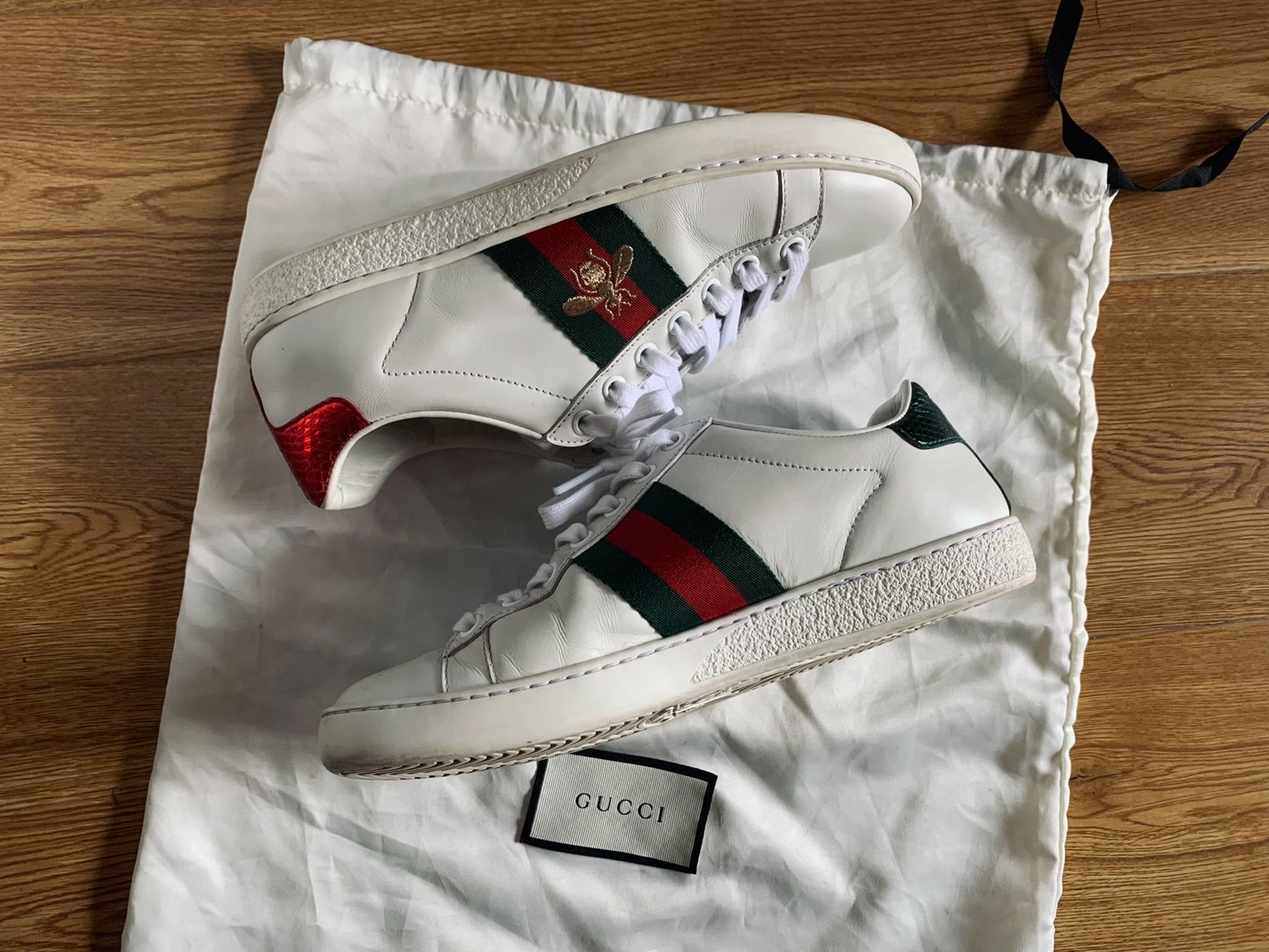 Gucci Gucci Classic Bee White Sneakers Size US 4.5 / IT 34.5 - 4 Thumbnail
