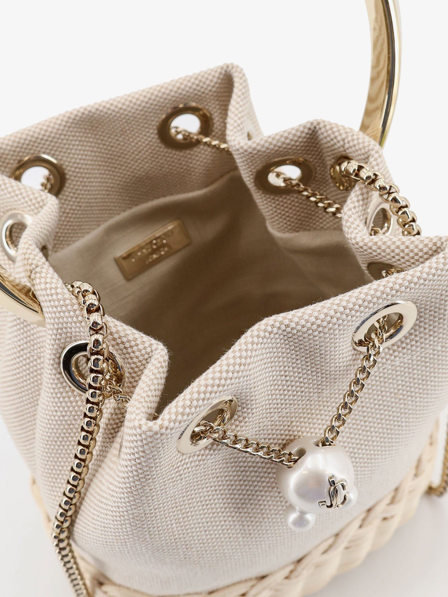 Jimmy Choo Bon Bon Raffia And Canvas Bucket Bag Size ONE SIZE - 4 Thumbnail
