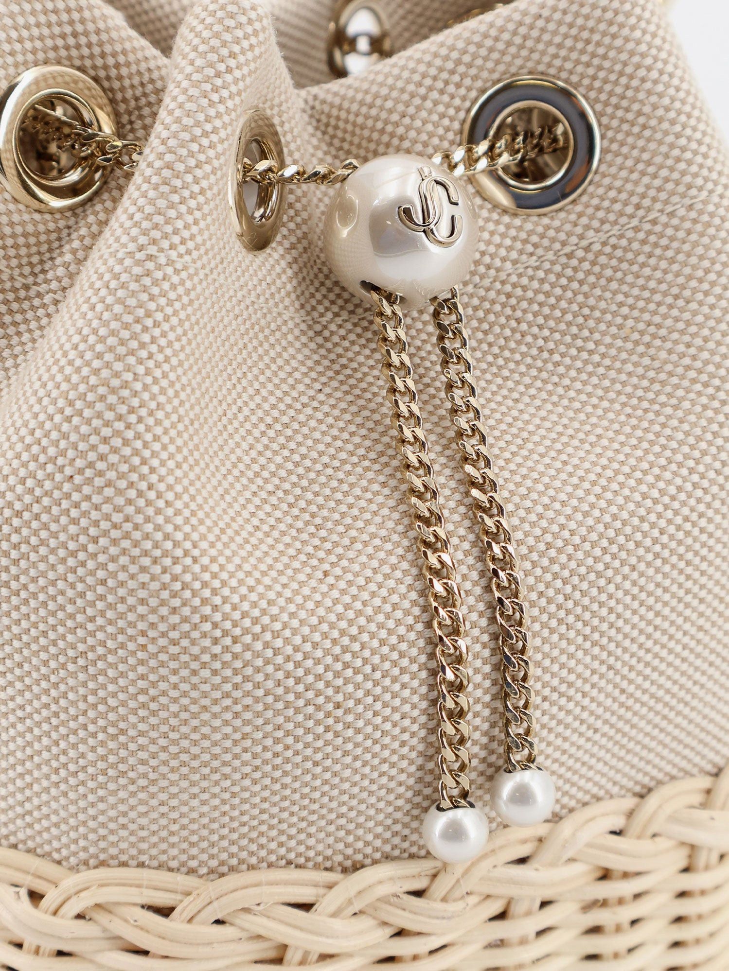 Jimmy Choo Bon Bon Raffia And Canvas Bucket Bag Size ONE SIZE - 5 Thumbnail