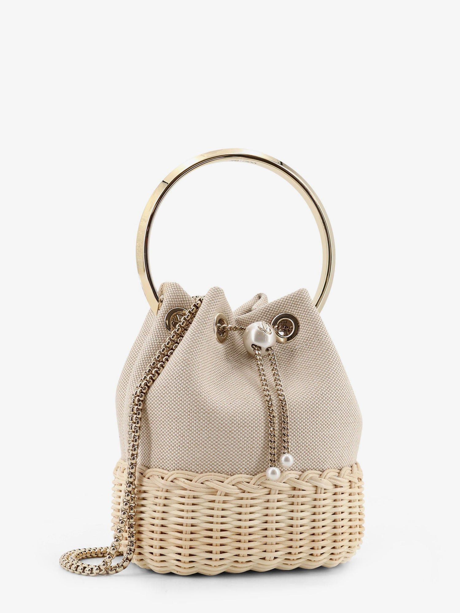 Jimmy Choo Bon Bon Raffia And Canvas Bucket Bag Size ONE SIZE - 3 Thumbnail