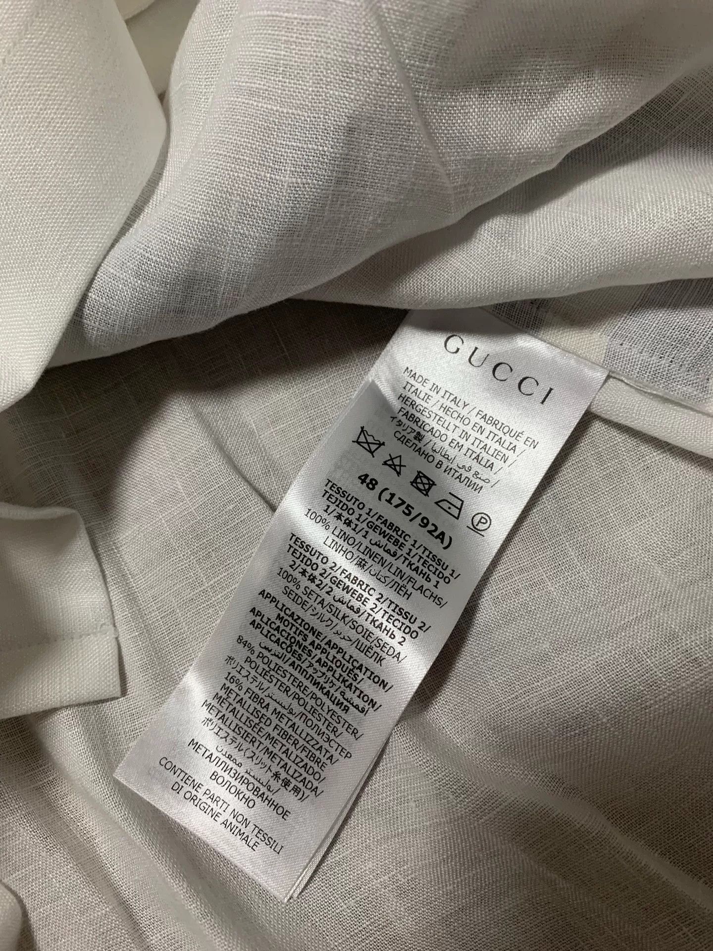 Gucci Gucci Linen Silk Dolphin Shirt Size US M / EU 48-50 / 2 - 5 Thumbnail