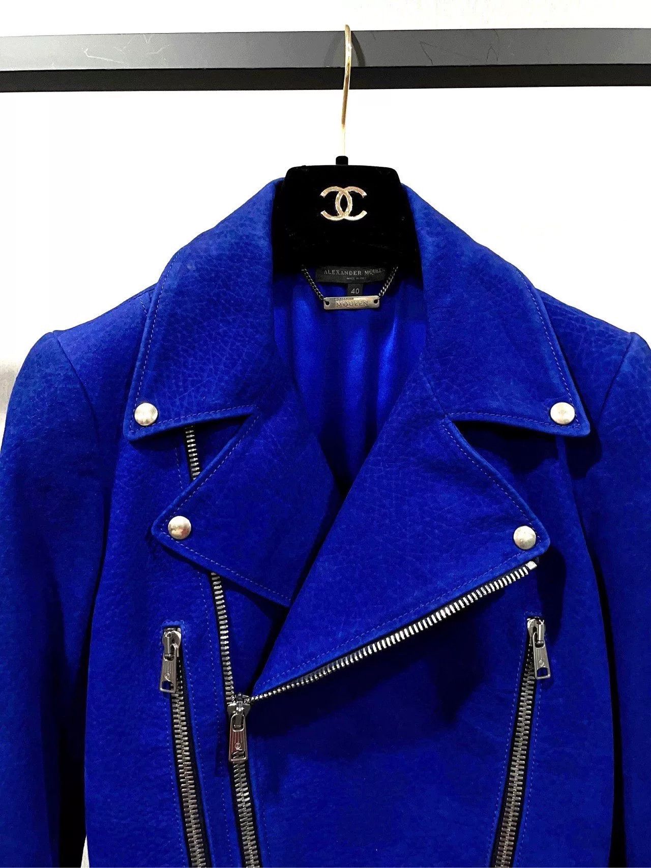 Alexander McQueen Alexander McQueen Blue Biker Jacket Size S / US 4 / IT 40 - 3 Thumbnail