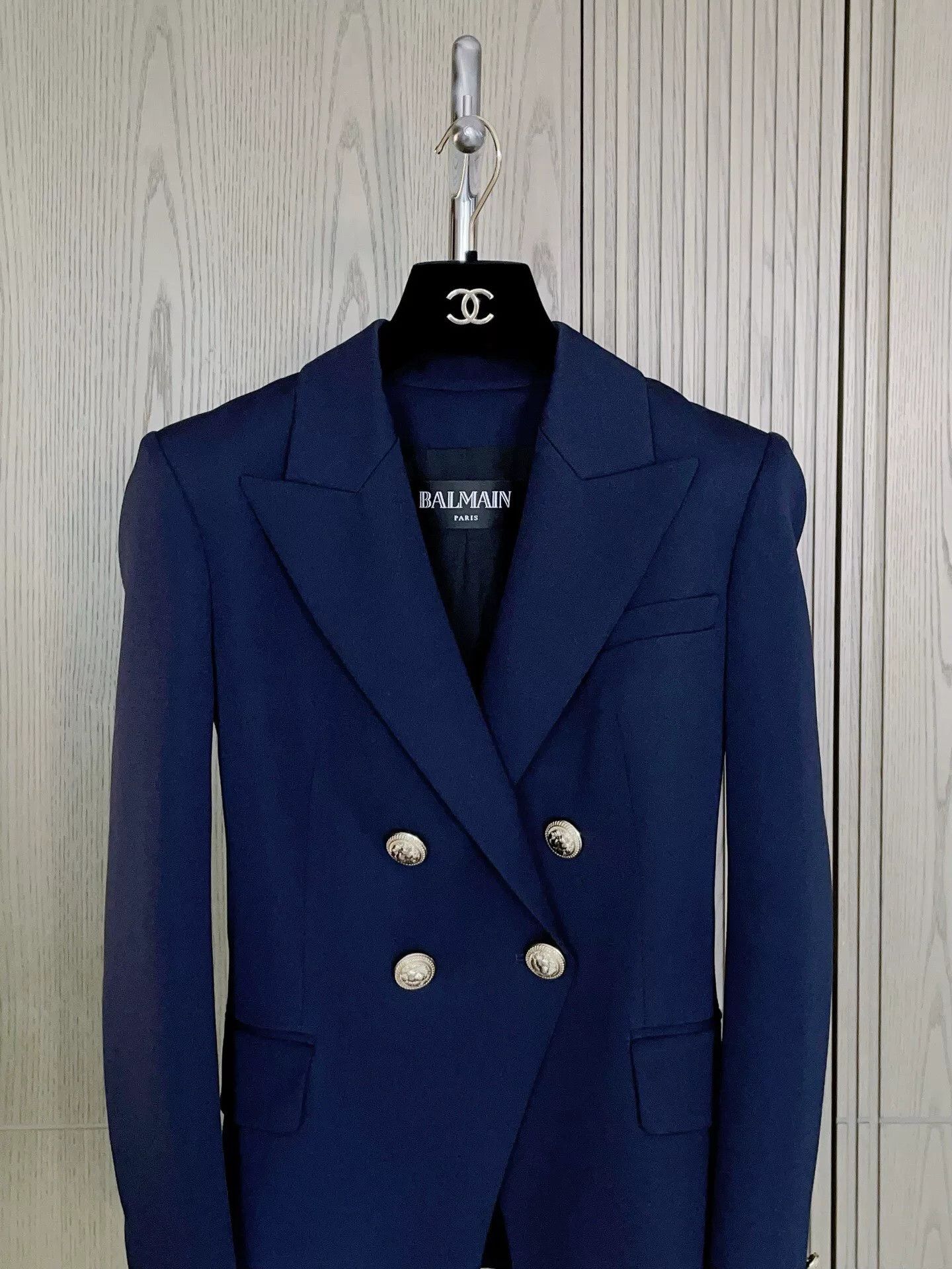 Balmain Balmain Navy Double-Breasted Two-Pocket Blazer Size XS / US 0-2 / IT 36-38 - 3 Thumbnail