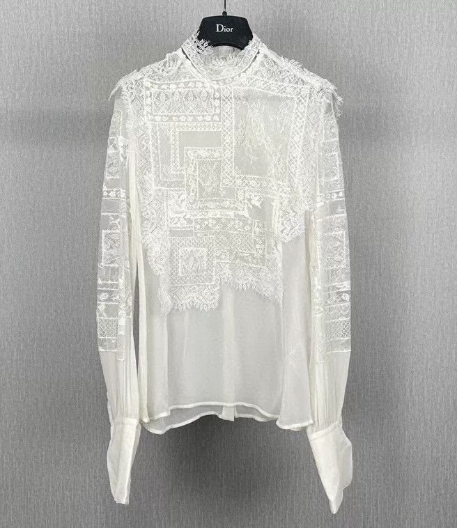 Ermanno Scervino Ermanno Scervino White Silk Lace Shirt Size M / US 6-8 / IT 42-44 - 4 Thumbnail