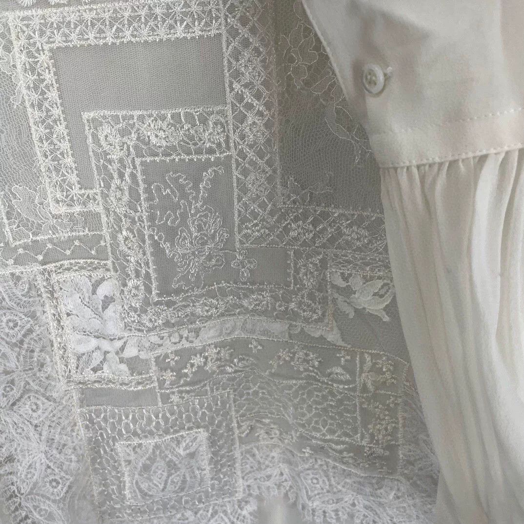 Ermanno Scervino Ermanno Scervino White Silk Lace Shirt Size M / US 6-8 / IT 42-44 - 6 Thumbnail