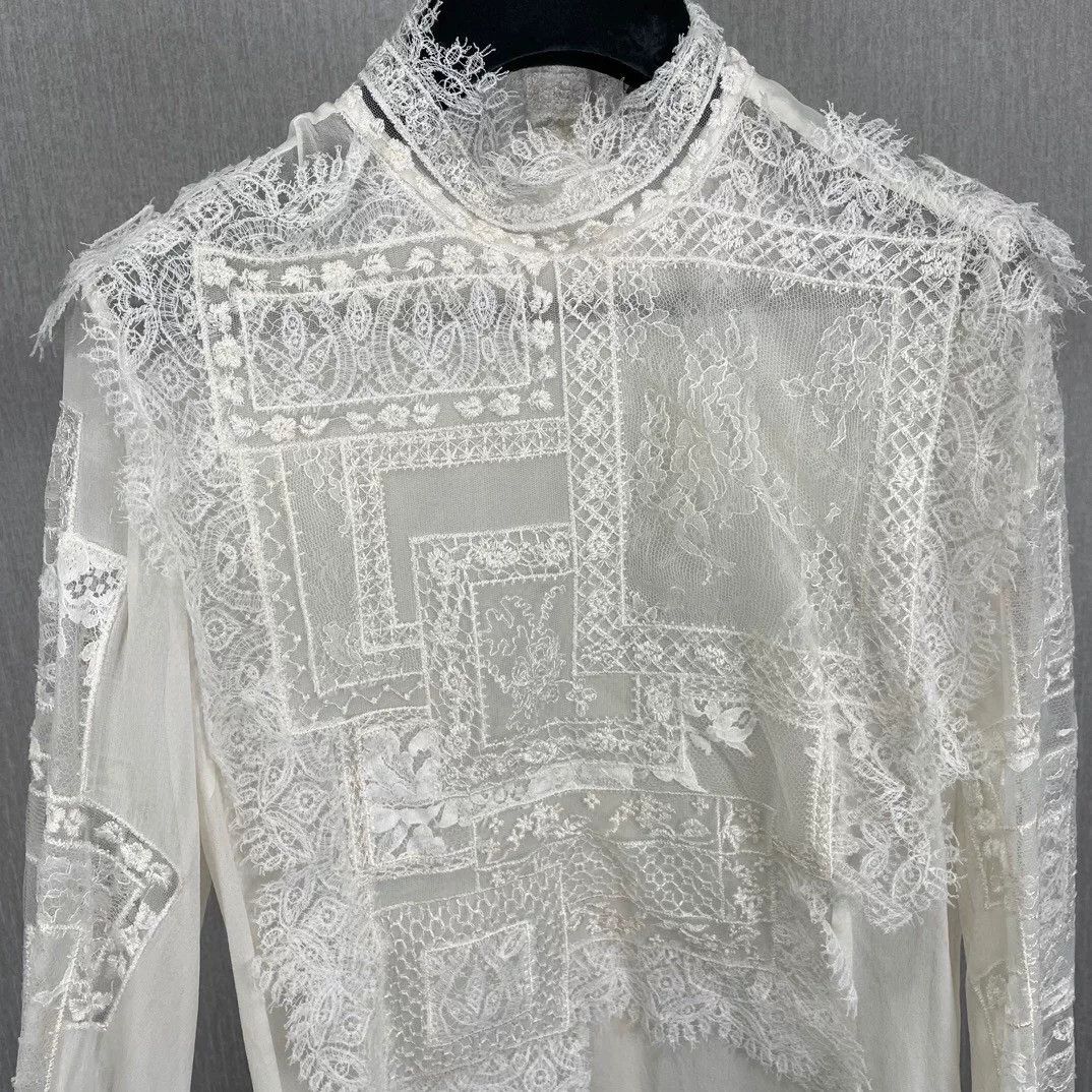 Ermanno Scervino Ermanno Scervino White Silk Lace Shirt Size M / US 6-8 / IT 42-44 - 3 Thumbnail