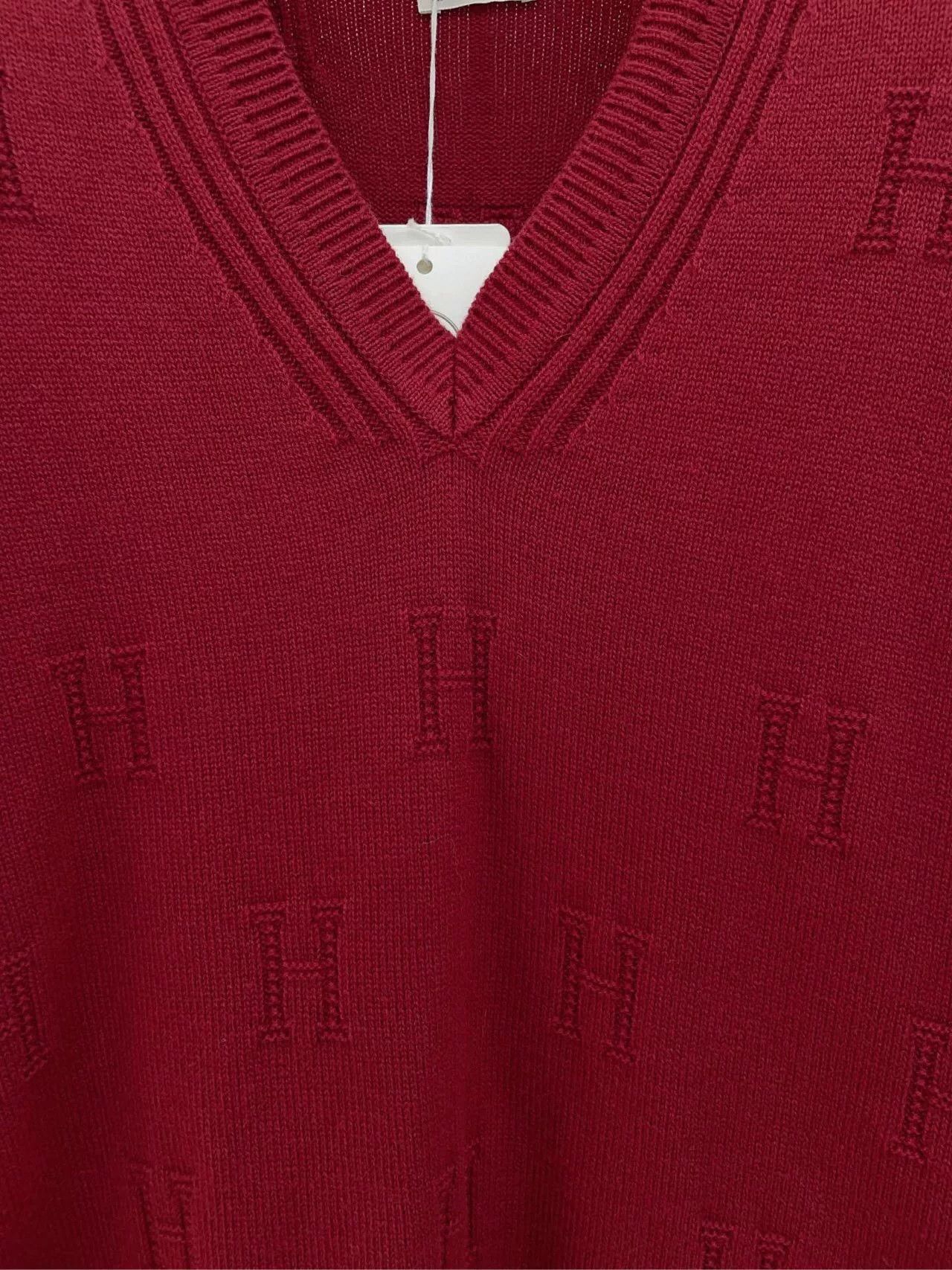 Hermes Hermes Red H V-neck Cashmere Sweater Size XXS / US 00 / IT 34 - 6 Thumbnail