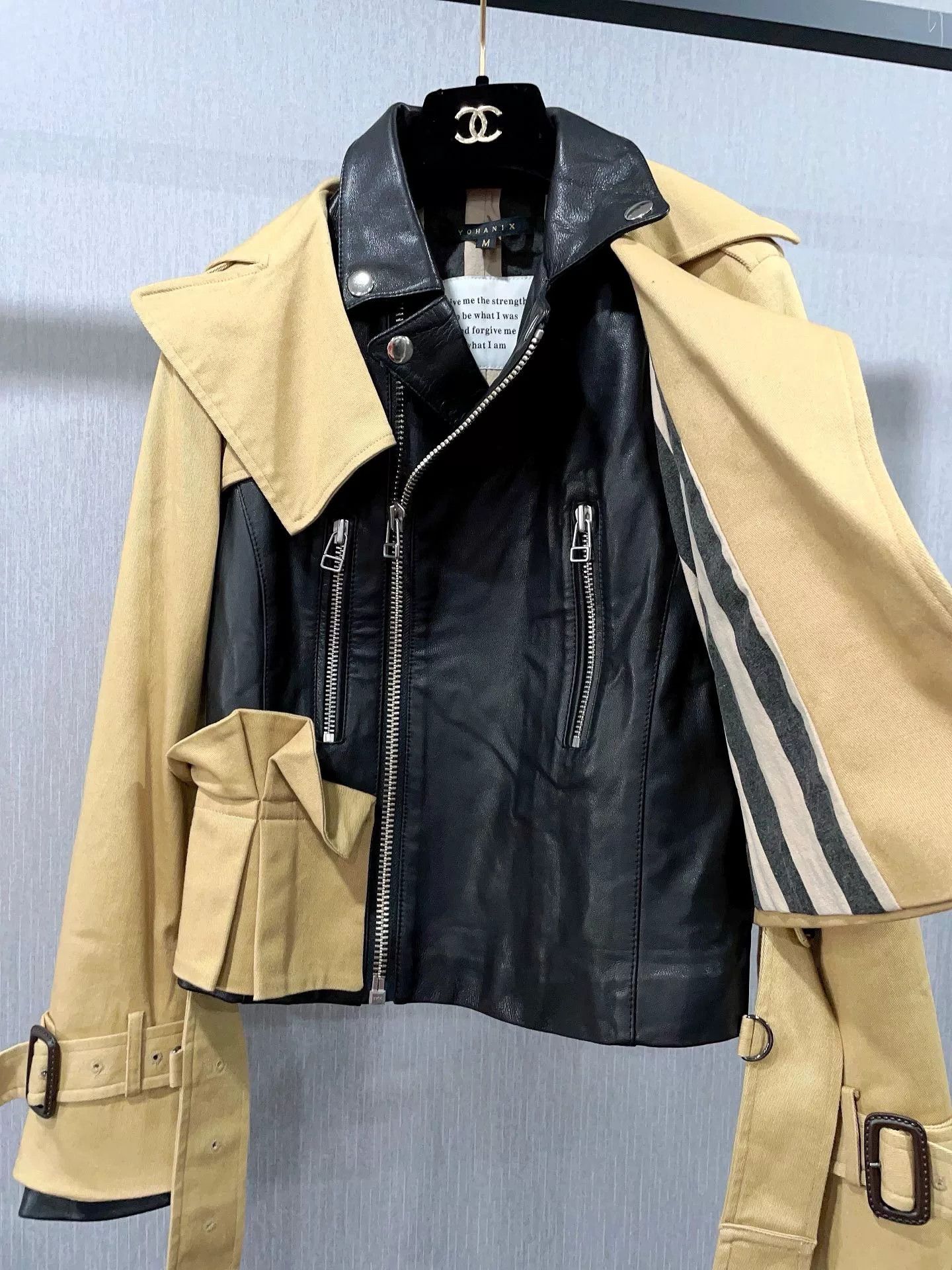 Yohan Serfaty Yohanix Khaki Leather Patchwork Coat Size M / US 6-8 / IT 42-44 - 2 Thumbnail