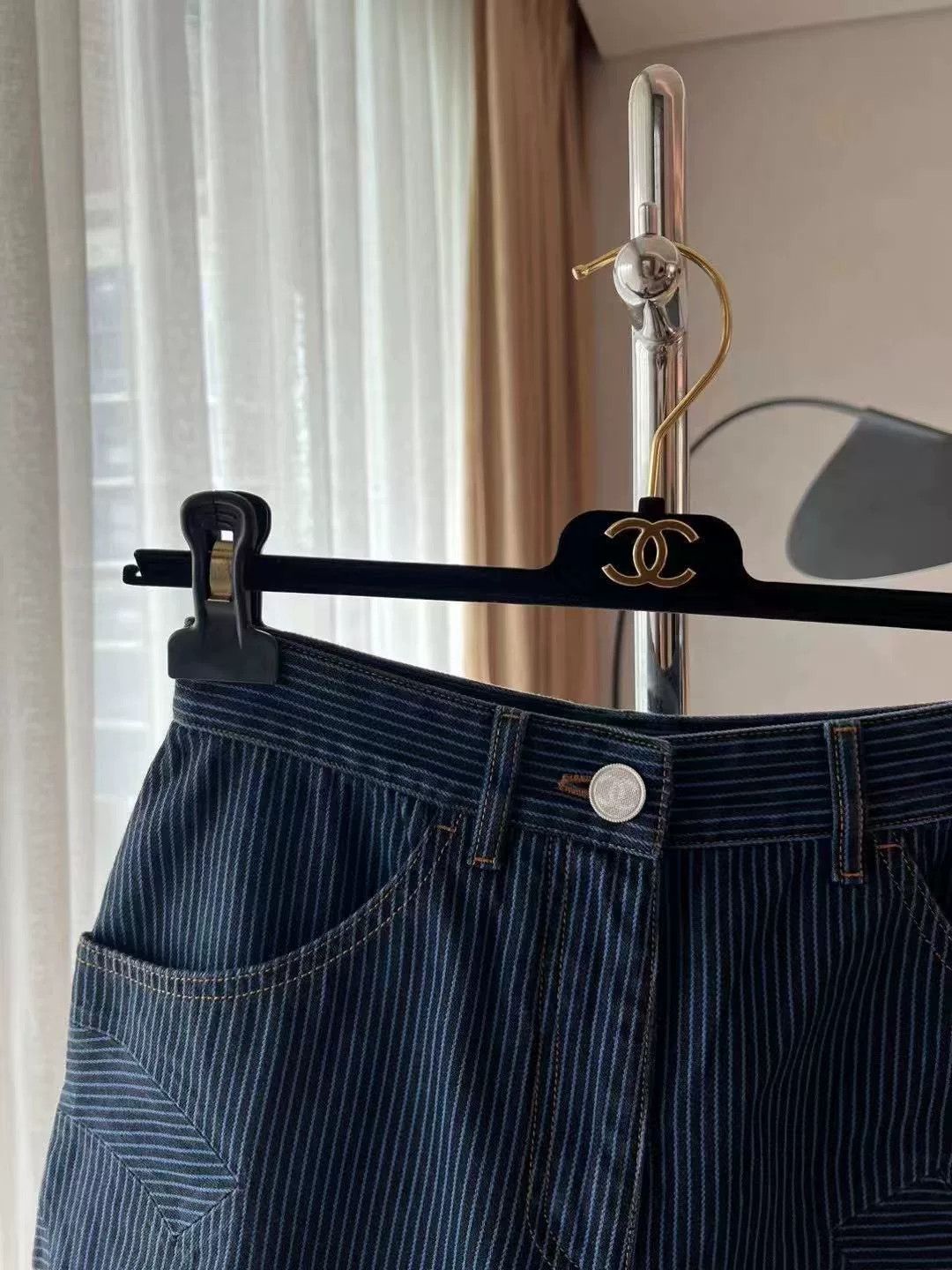 Chanel Chanel Blue Stripe Double C Denim Shorts Size 38" / US 16 / IT 52 - 2 Thumbnail
