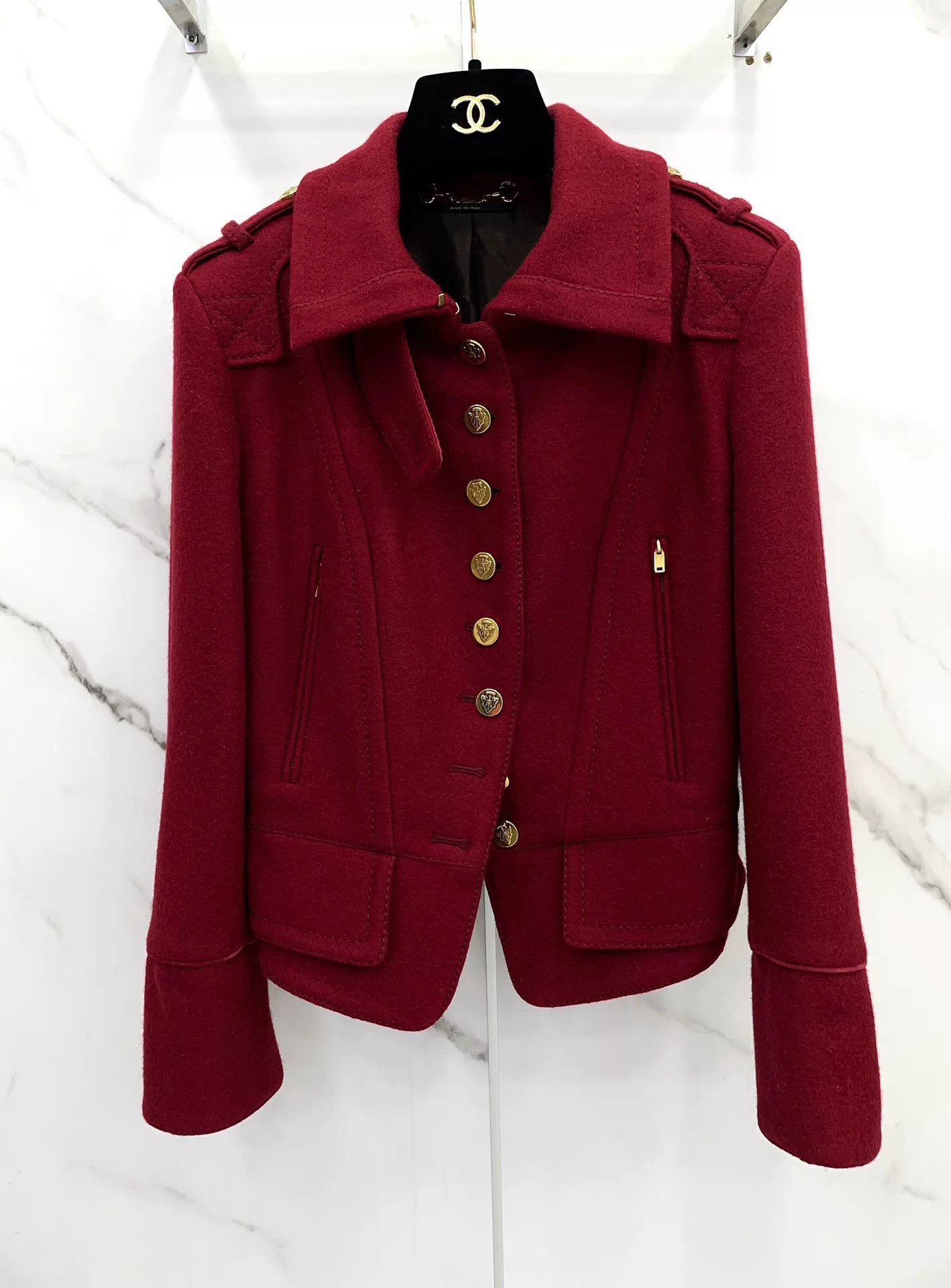 Gucci Gucci Red British Style Short Wool Coat Size S / US 4 / IT 40 - 4 Thumbnail