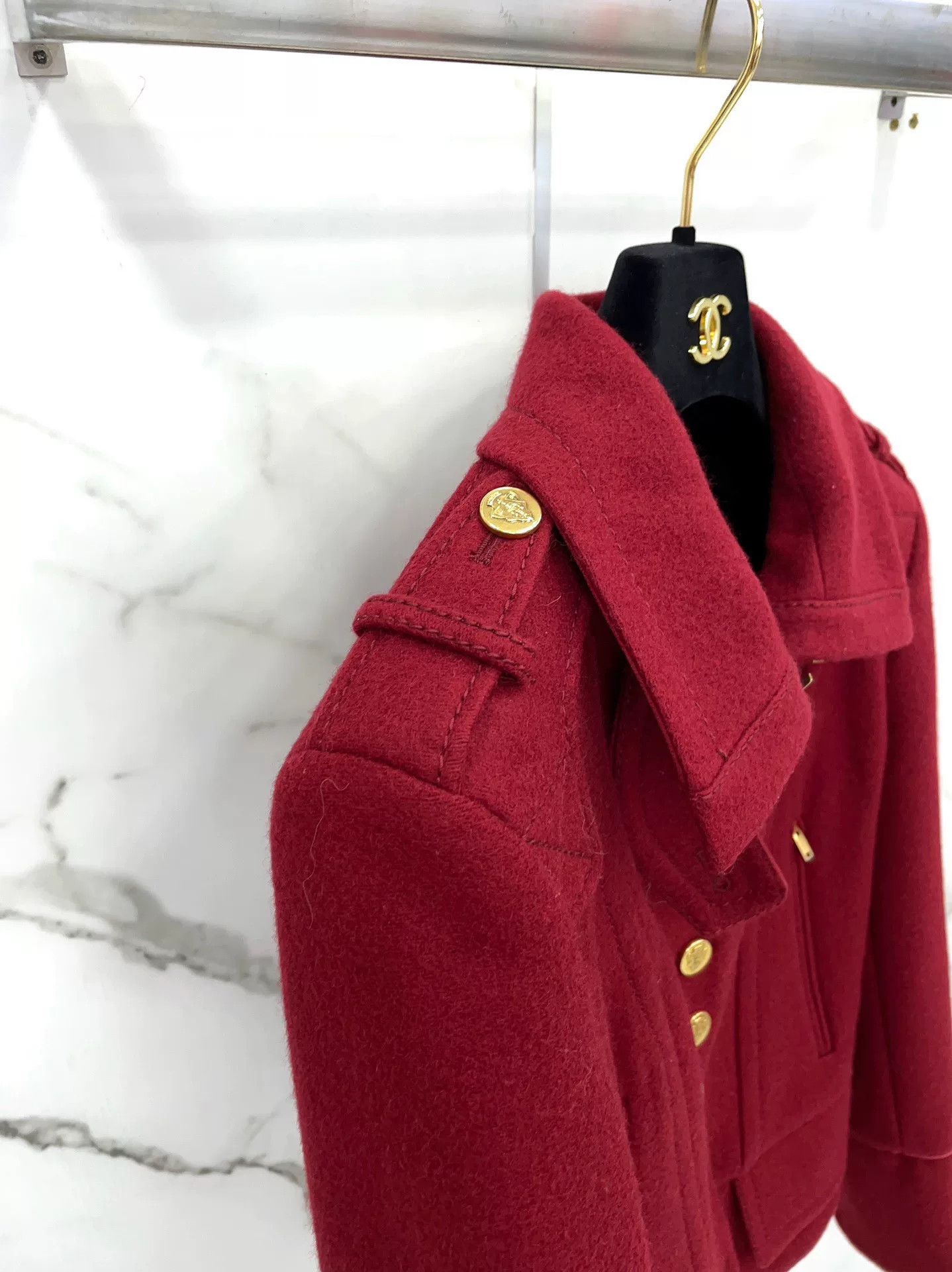 Gucci Gucci Red British Style Short Wool Coat Size S / US 4 / IT 40 - 6 Thumbnail