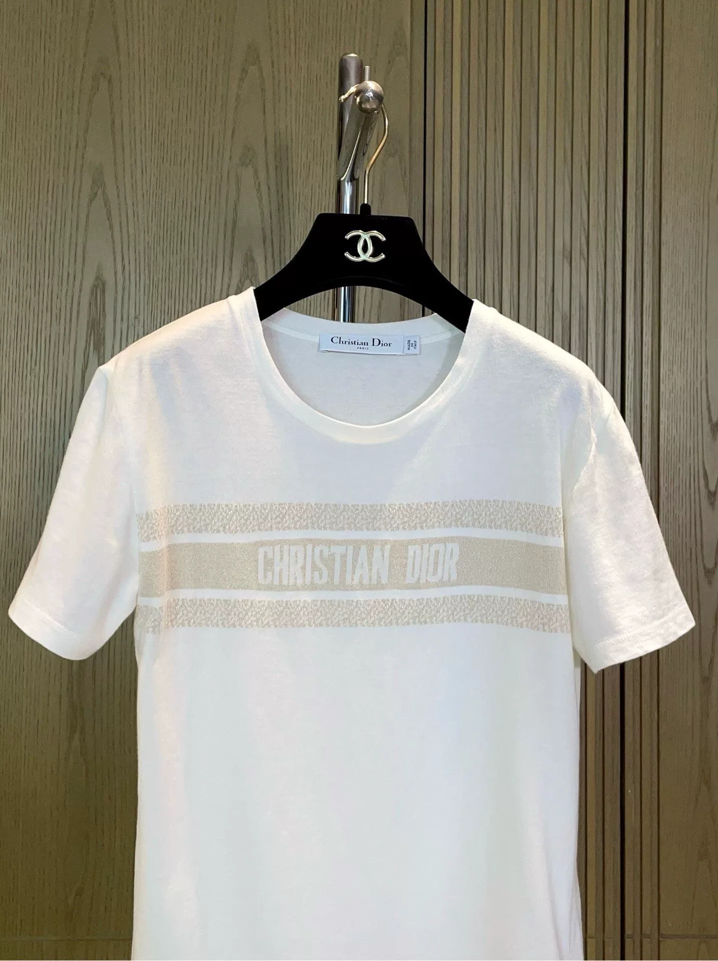 Dior Dior Platinum Gold Logo Print Cotton T-shirt Size XS / US 0-2 / IT 36-38 - 3 Thumbnail