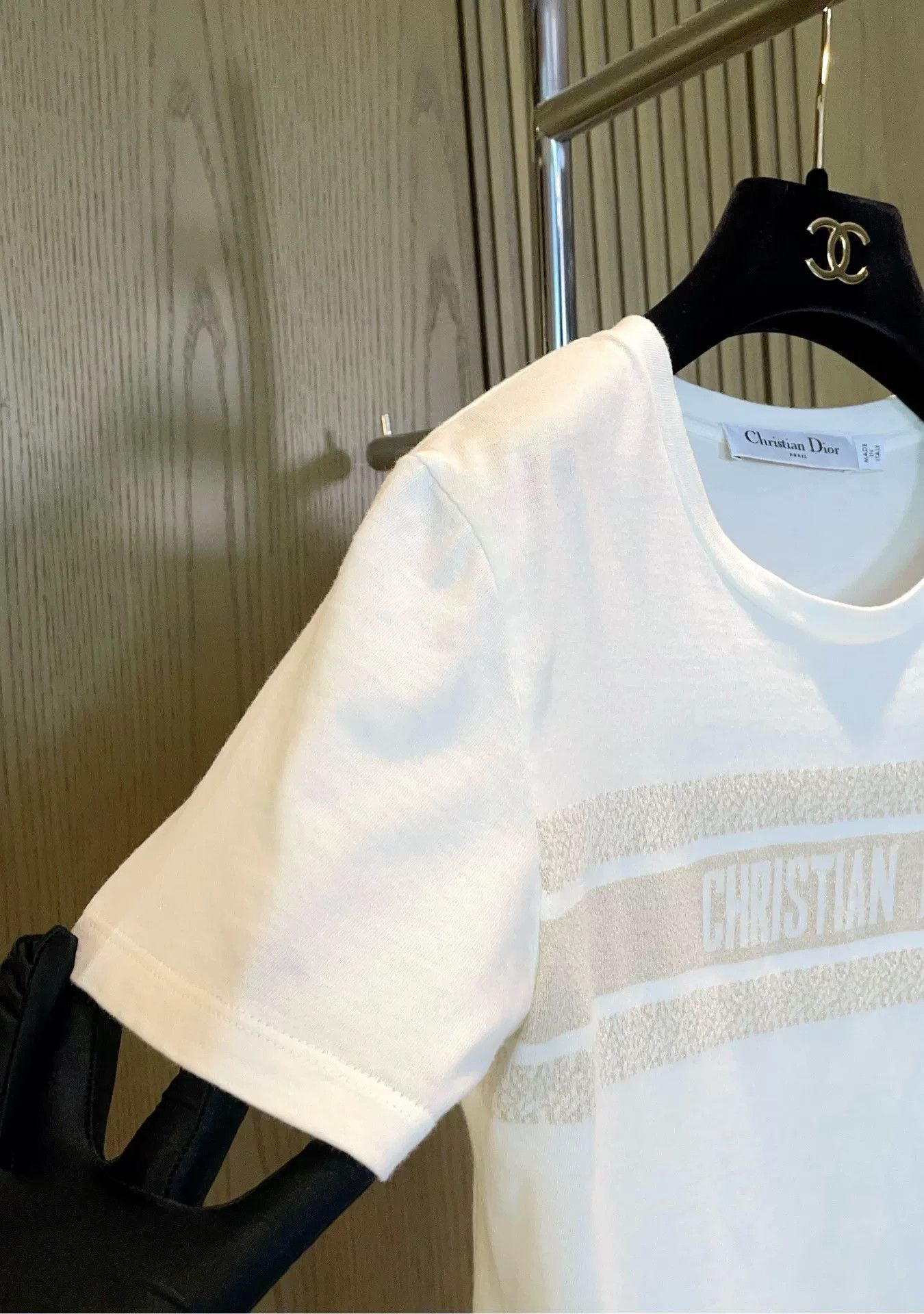 Dior Dior Platinum Gold Logo Print Cotton T-shirt Size XS / US 0-2 / IT 36-38 - 6 Thumbnail
