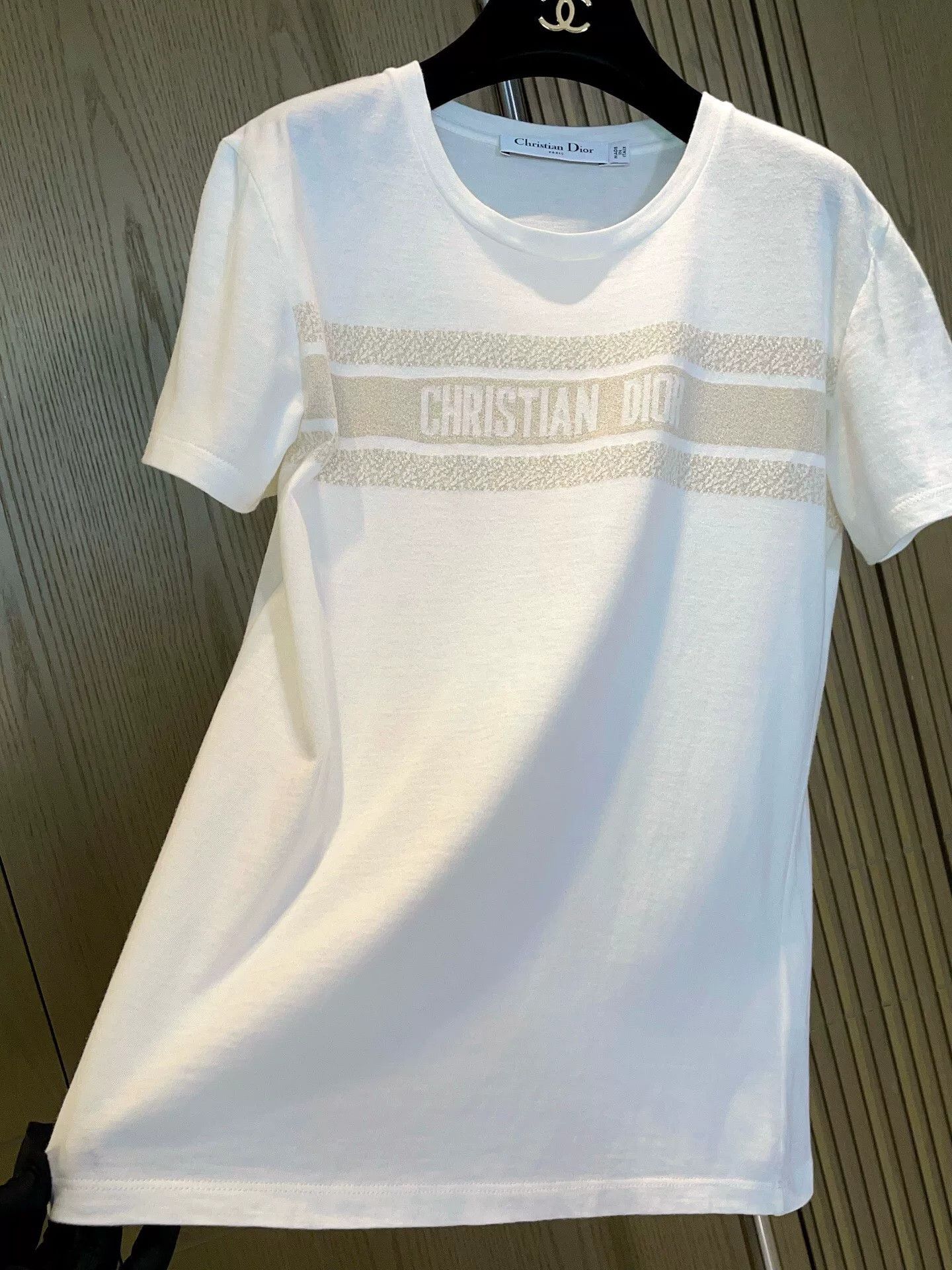 Dior Dior Platinum Gold Logo Print Cotton T-shirt Size XS / US 0-2 / IT 36-38 - 5 Thumbnail