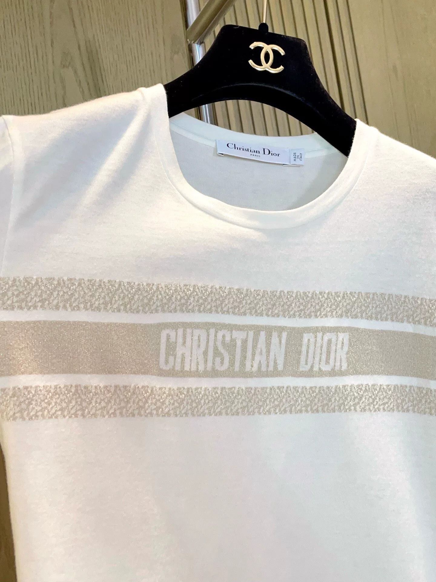 Dior Dior Platinum Gold Logo Print Cotton T-shirt Size XS / US 0-2 / IT 36-38 - 7 Thumbnail