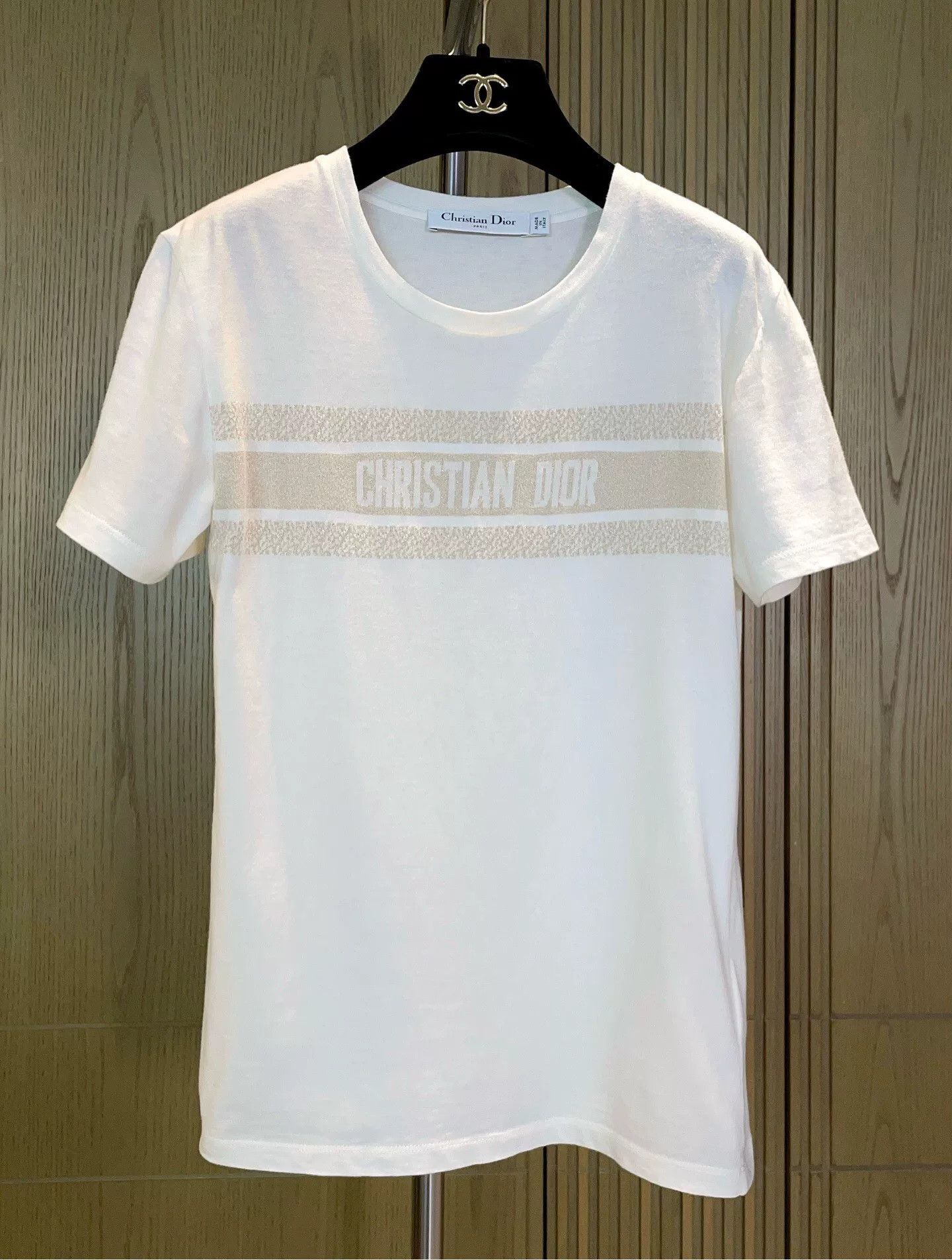 Dior Dior Platinum Gold Logo Print Cotton T-shirt Size XS / US 0-2 / IT 36-38 - 4 Thumbnail