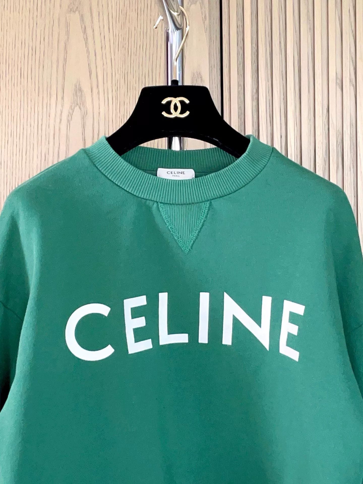 Celine Celine Green Logo Short Sweatshirt Size S / US 4 / IT 40 - 3 Thumbnail