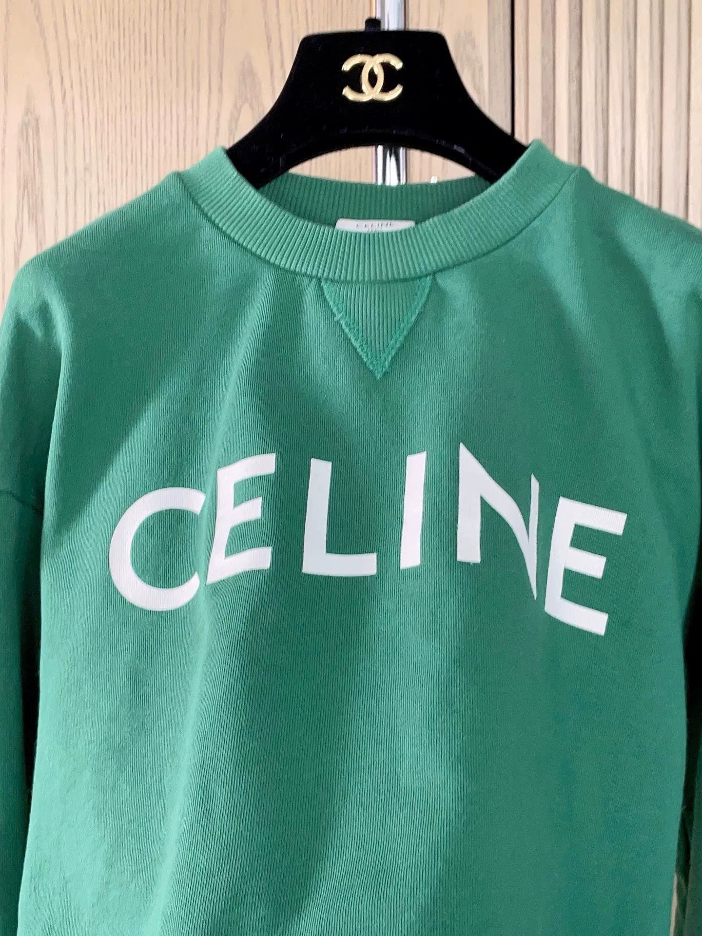 Celine Celine Green Logo Short Sweatshirt Size S / US 4 / IT 40 - 6 Thumbnail