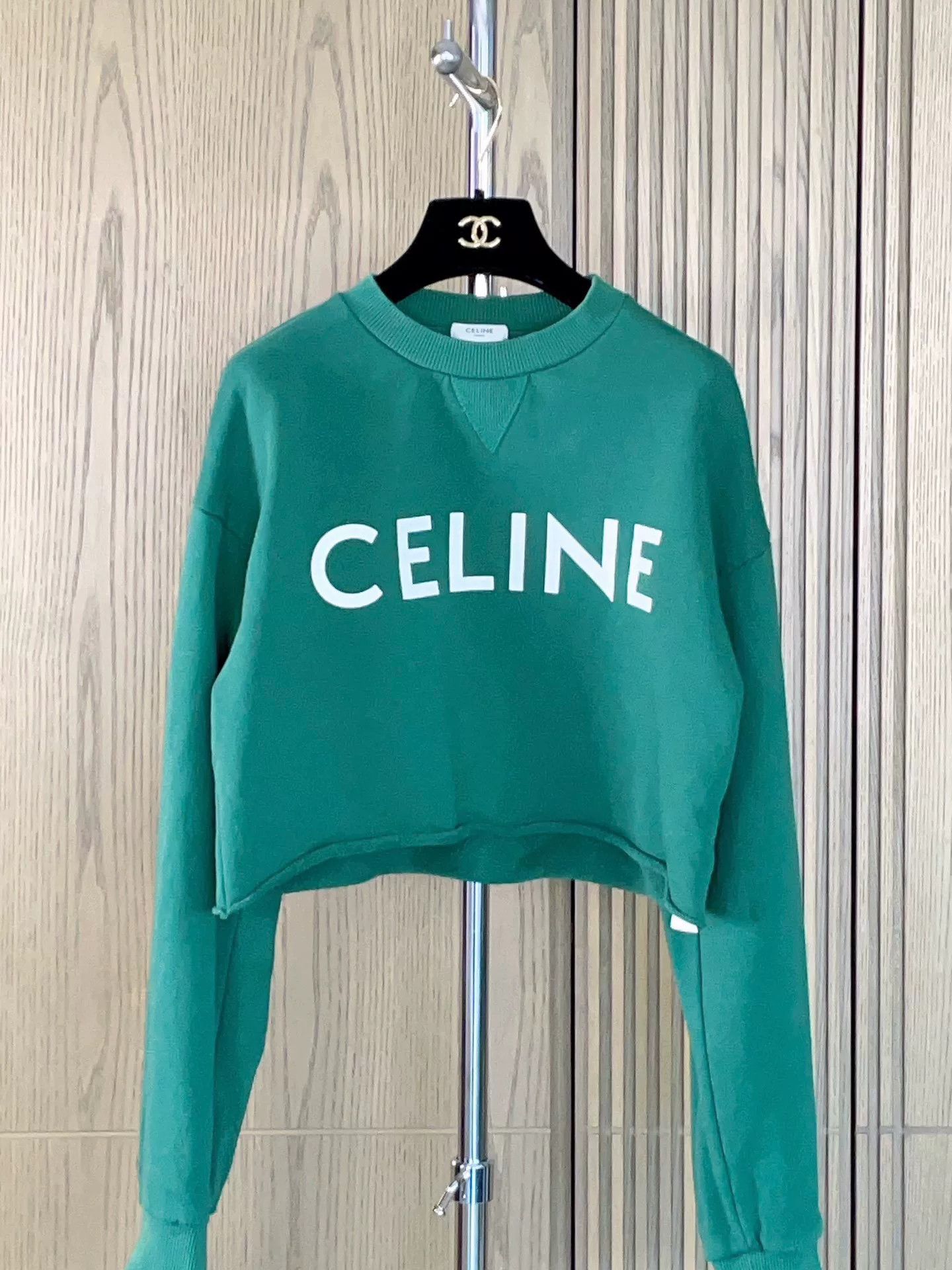 Celine Celine Green Logo Short Sweatshirt Size S / US 4 / IT 40 - 4 Thumbnail