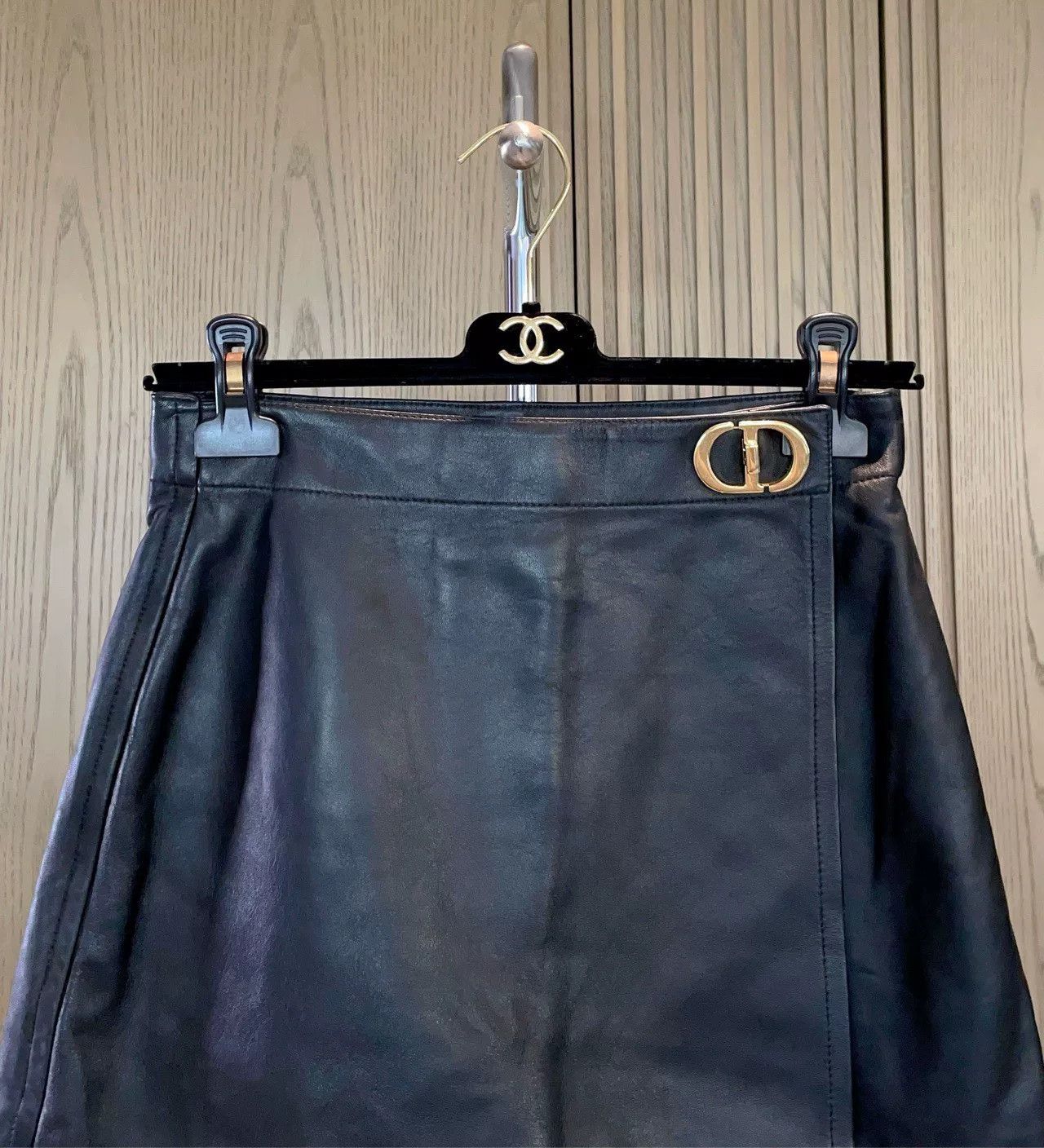 Dior Dior Black Lambskin CD Gold Buckle Skort Size 36" / US 14 / IT 50 - 3 Thumbnail