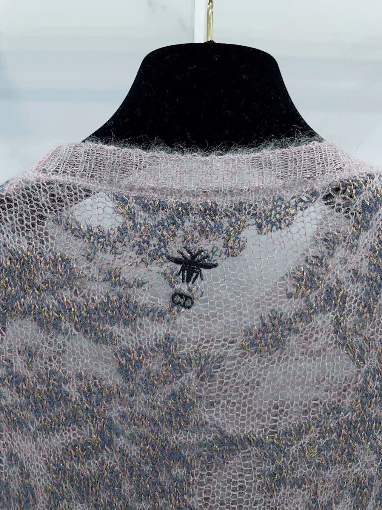 Dior Dior Pink Sheer Jacquard Crewneck Sweater Size XXS / US 00 / IT 34 - 7 Thumbnail