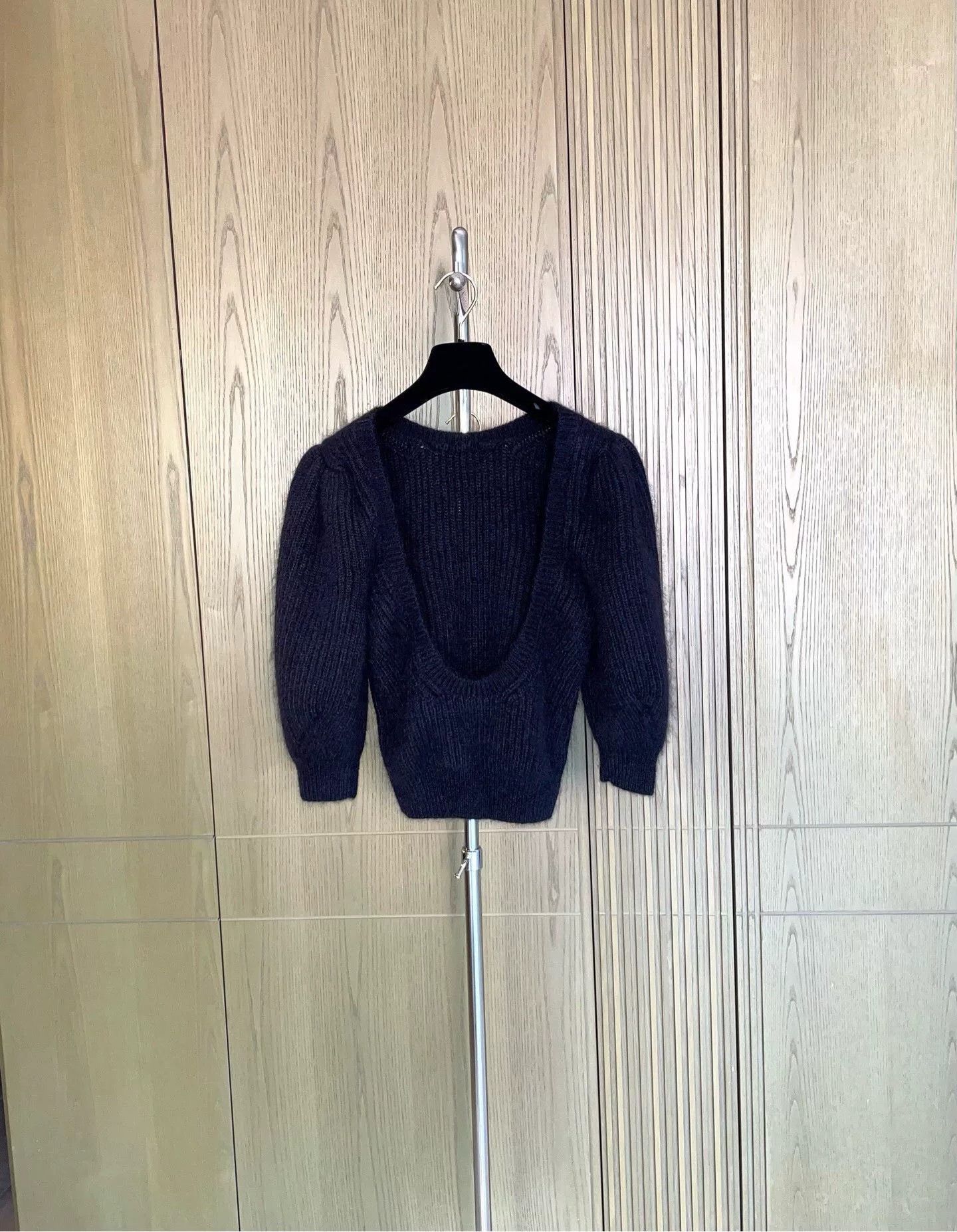Celine Celine Black Puff Sleeve Backless Knit Top Size S / US 4 / IT 40 - 2 Thumbnail