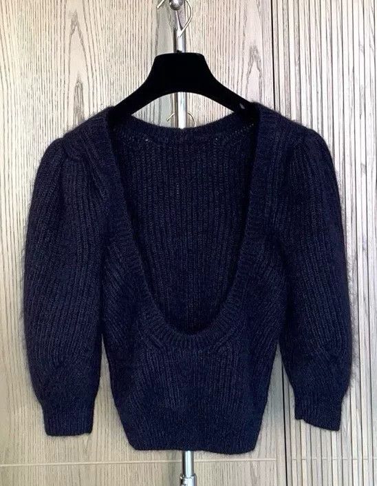 Celine Celine Black Puff Sleeve Backless Knit Top Size S / US 4 / IT 40 - 6 Thumbnail
