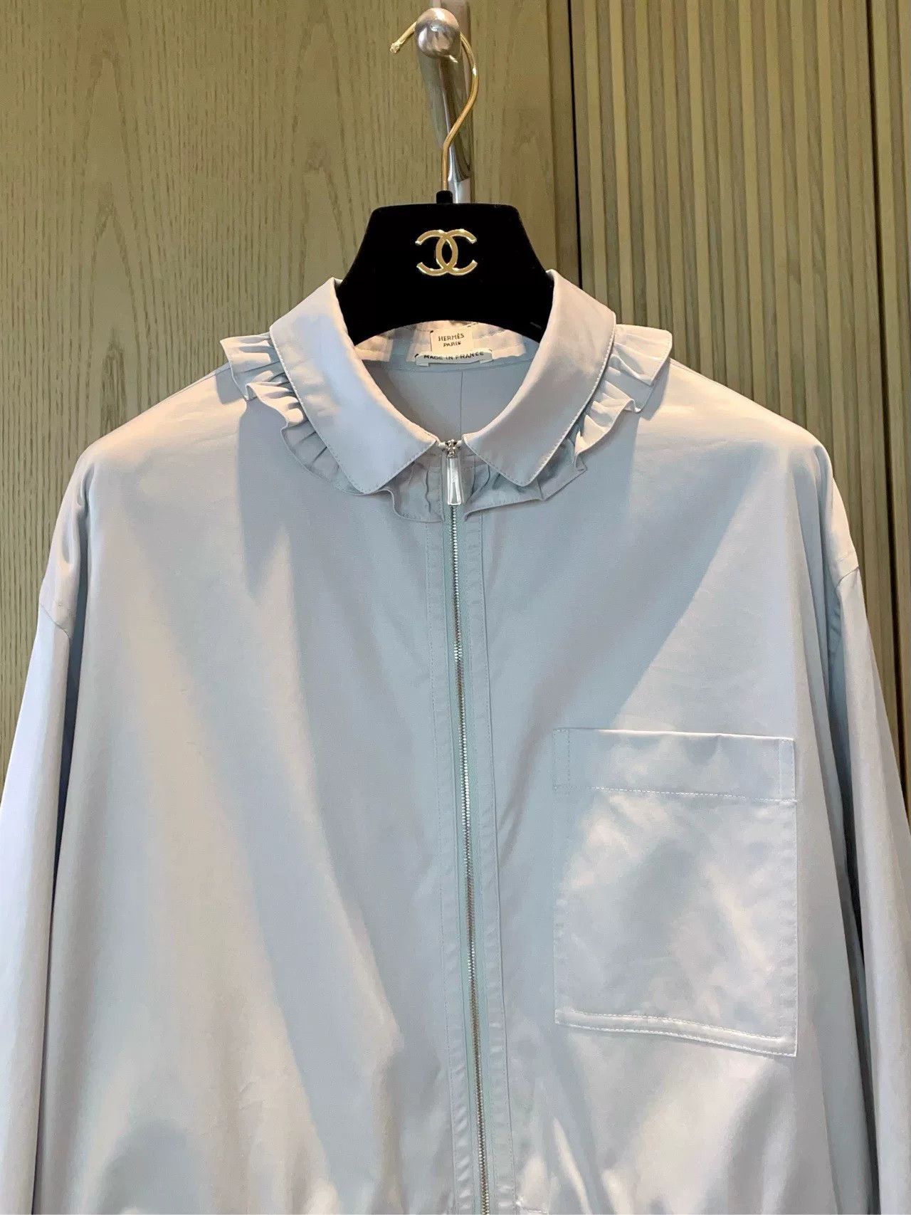 Hermes Hermes Gray Shirt Collar Waist Drawstring Jacket Size XS / US 0-2 / IT 36-38 - 3 Thumbnail