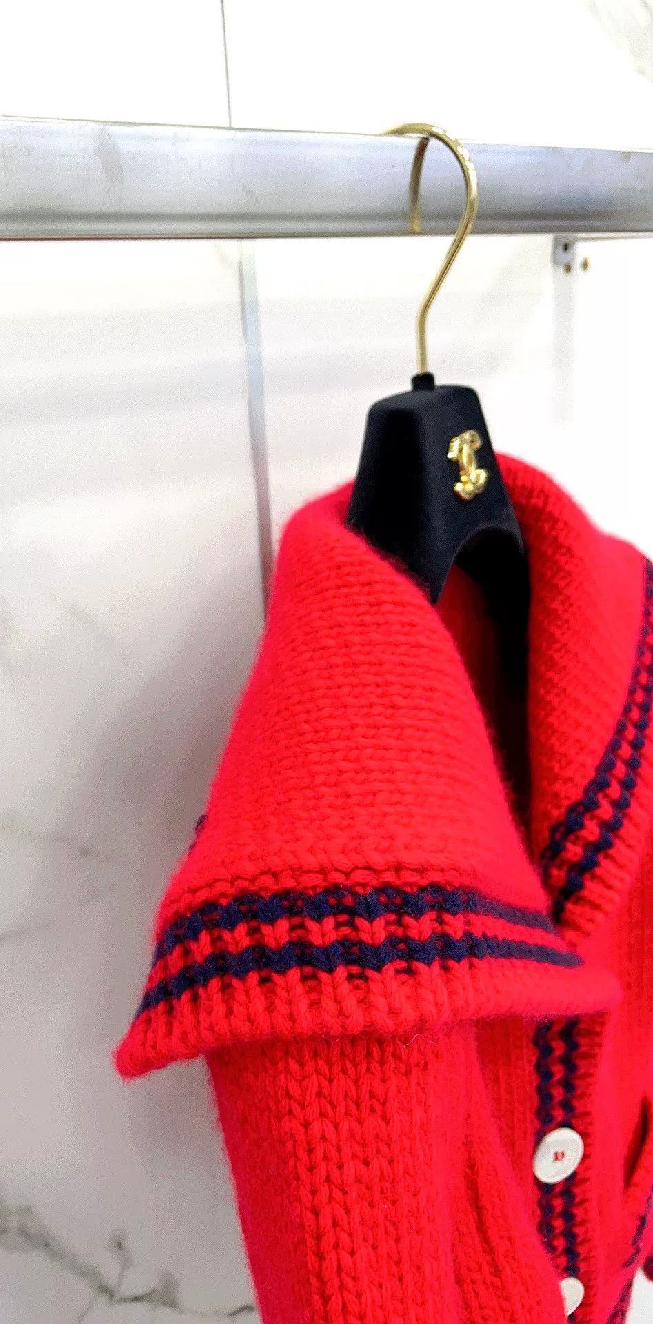 Miu Miu Miu Miu Red Short Nautical Knit Cardigan Size XS / US 0-2 / IT 36-38 - 6 Thumbnail