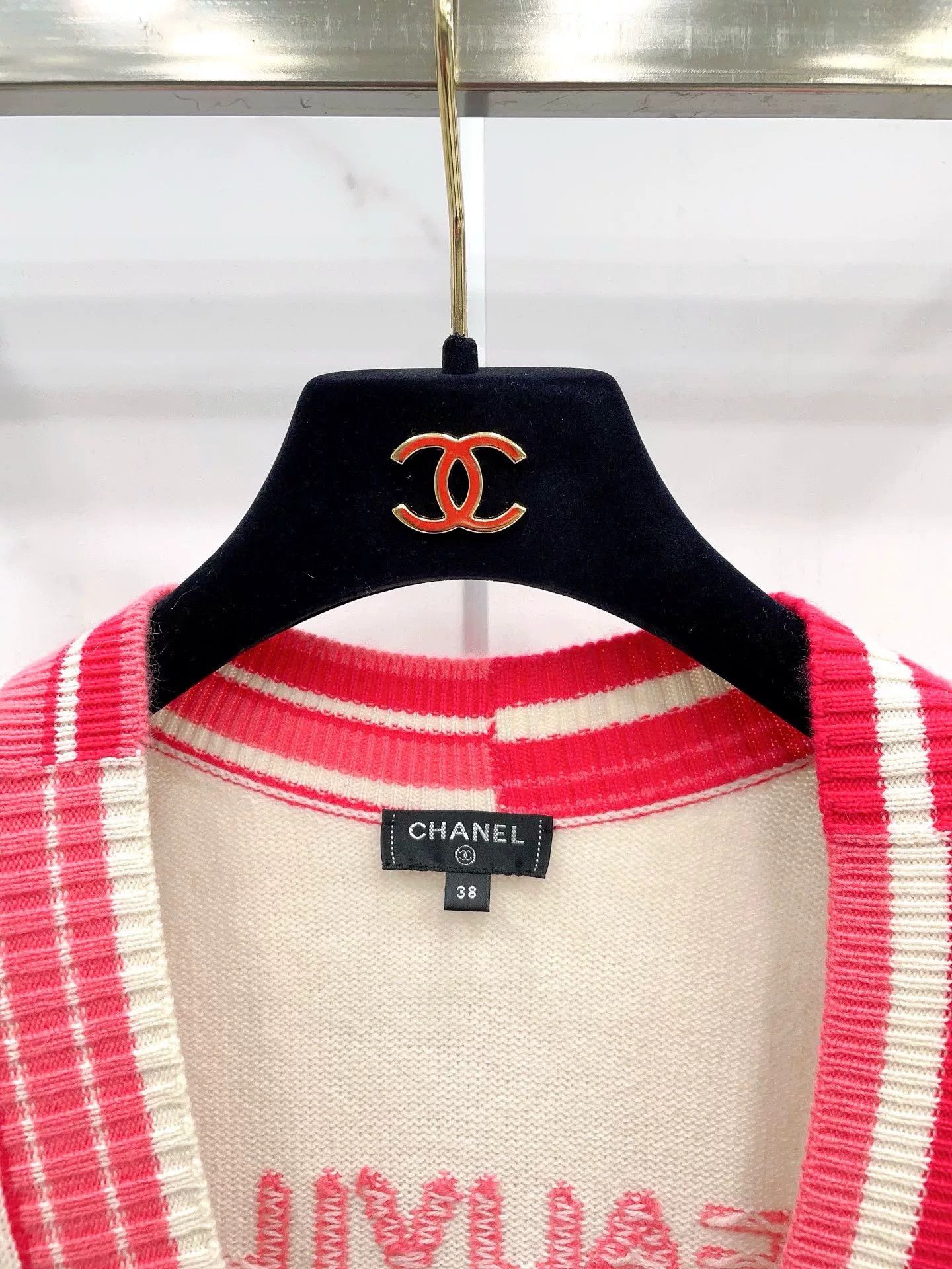 Chanel Chanel Asymmetrical Stripe V-Neck Logo Sweater Size S / US 4 / IT 40 - 3 Thumbnail