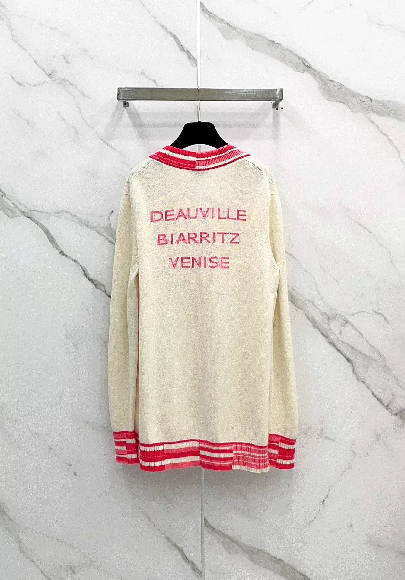 Chanel Chanel Asymmetrical Stripe V-Neck Logo Sweater Size S / US 4 / IT 40 - 2 Thumbnail