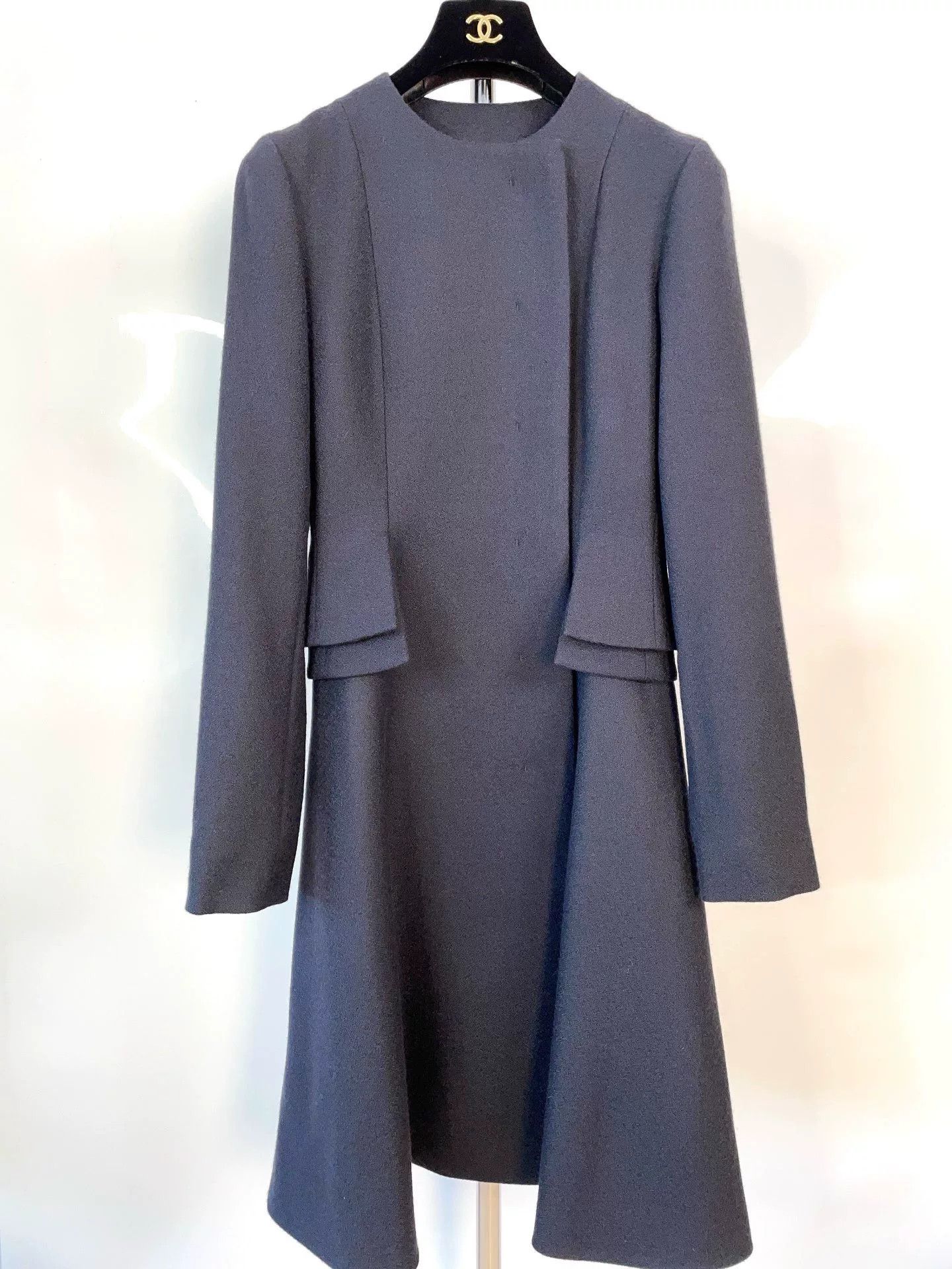 Dior Dior Navy Wool Long Dress Coat Size XXS / US 00 / IT 34 - 4 Thumbnail