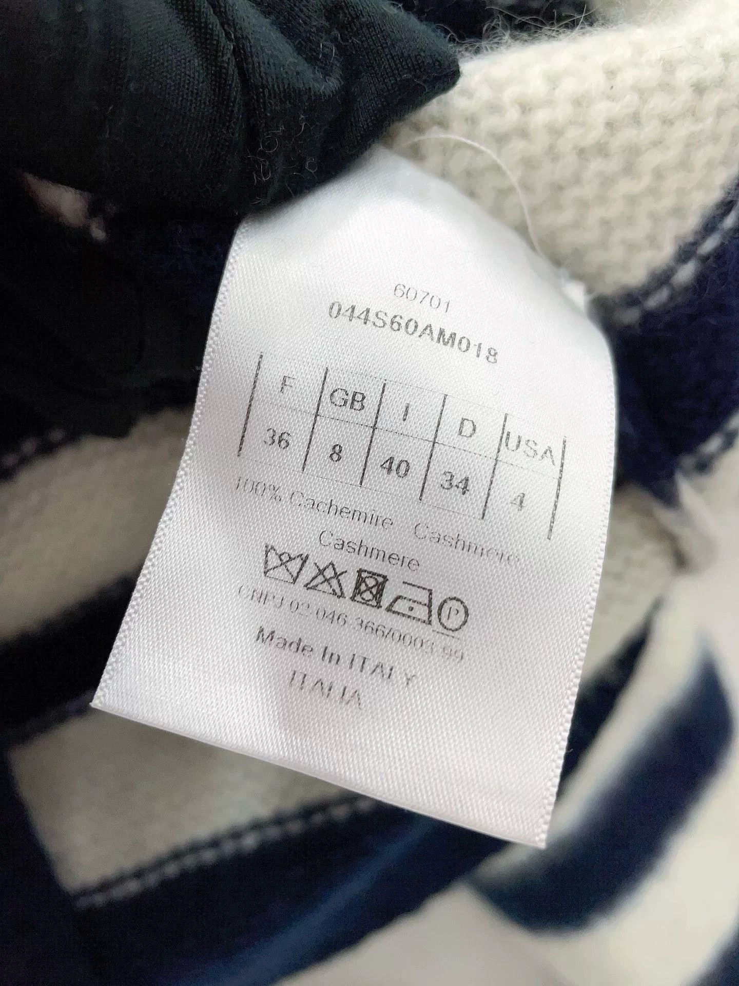 Dior Dior Navy Blue Striped Side Zip Cashmere Sweater Size XS / US 0-2 / IT 36-38 - 9 Thumbnail