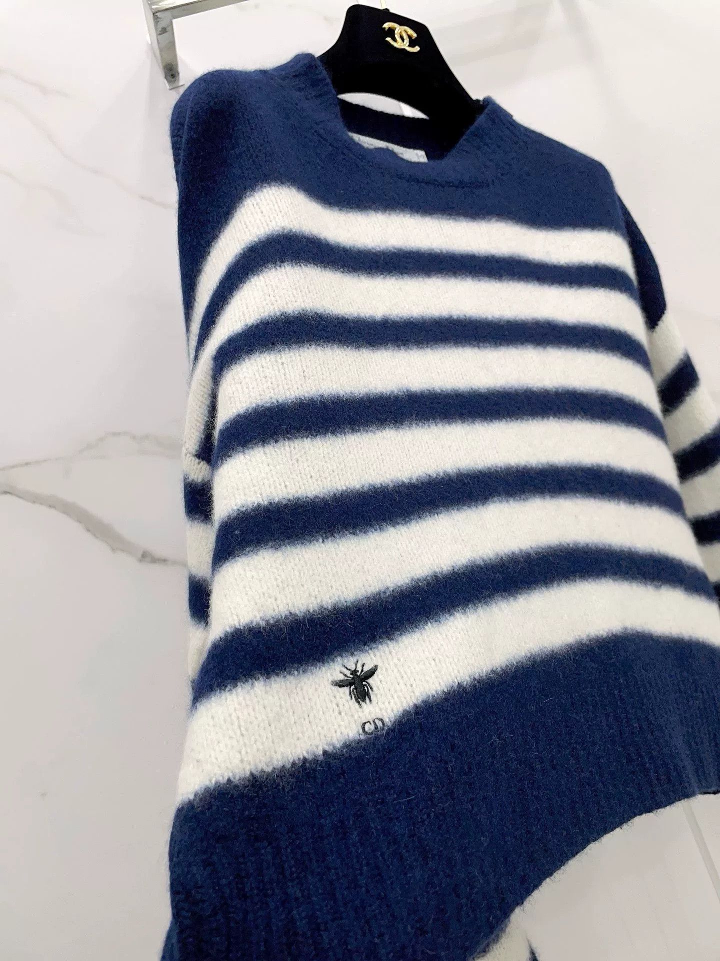 Dior Dior Navy Blue Striped Side Zip Cashmere Sweater Size XS / US 0-2 / IT 36-38 - 5 Thumbnail