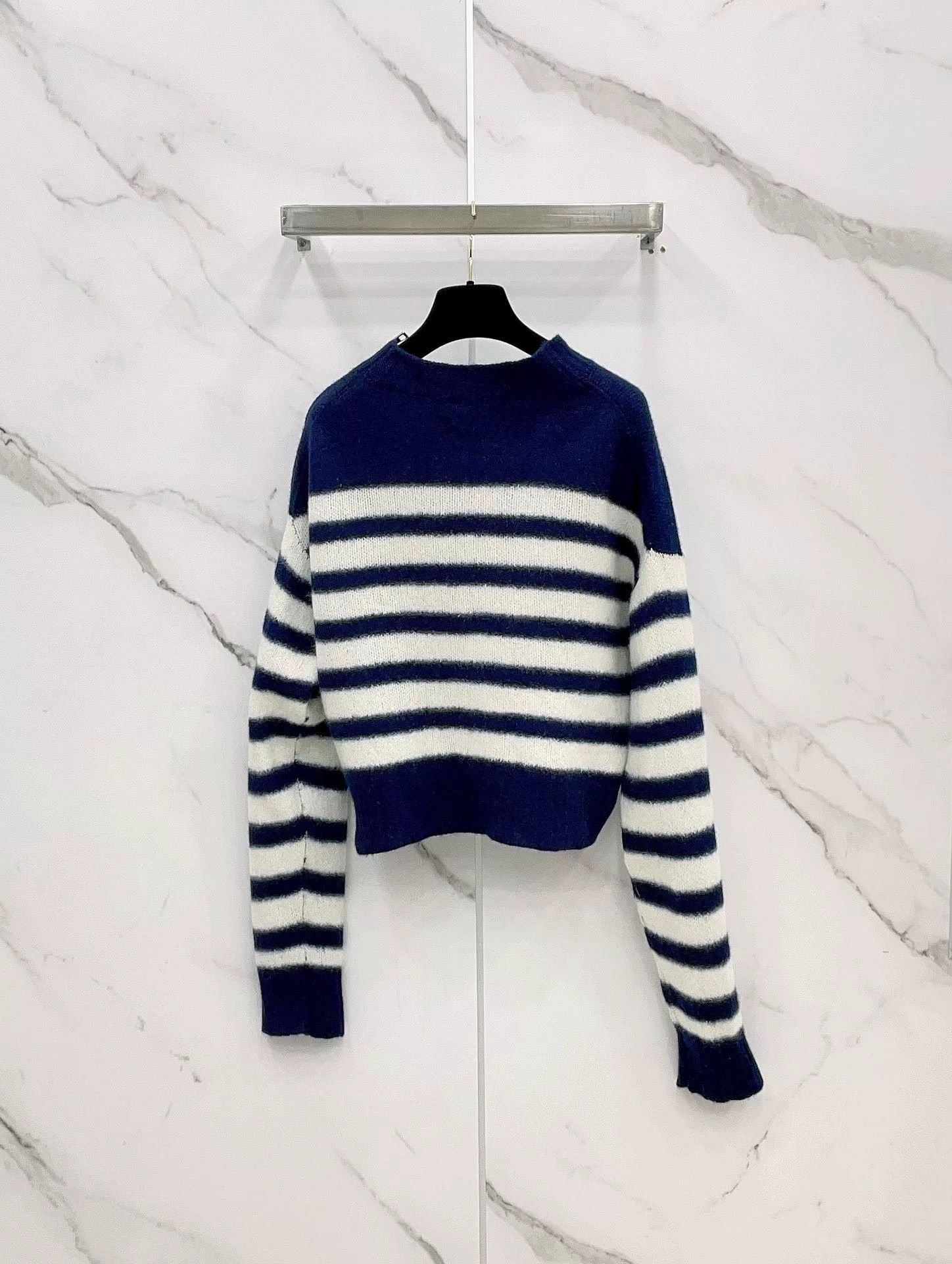 Dior Dior Navy Blue Striped Side Zip Cashmere Sweater Size XS / US 0-2 / IT 36-38 - 2 Thumbnail