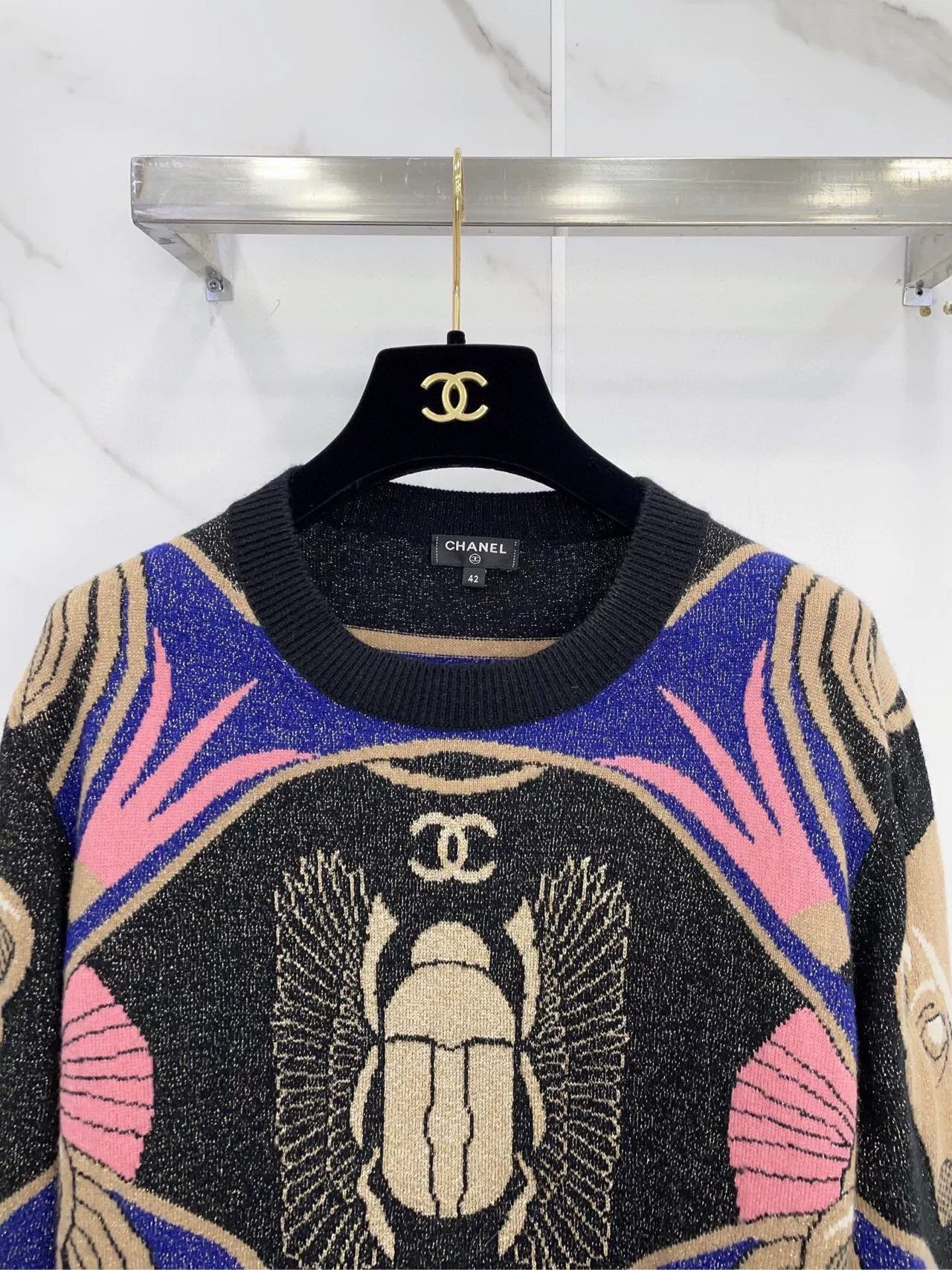 Chanel Chanel Egypt Beetle Wool Knit Sweater Size M / US 6-8 / IT 42-44 - 3 Thumbnail