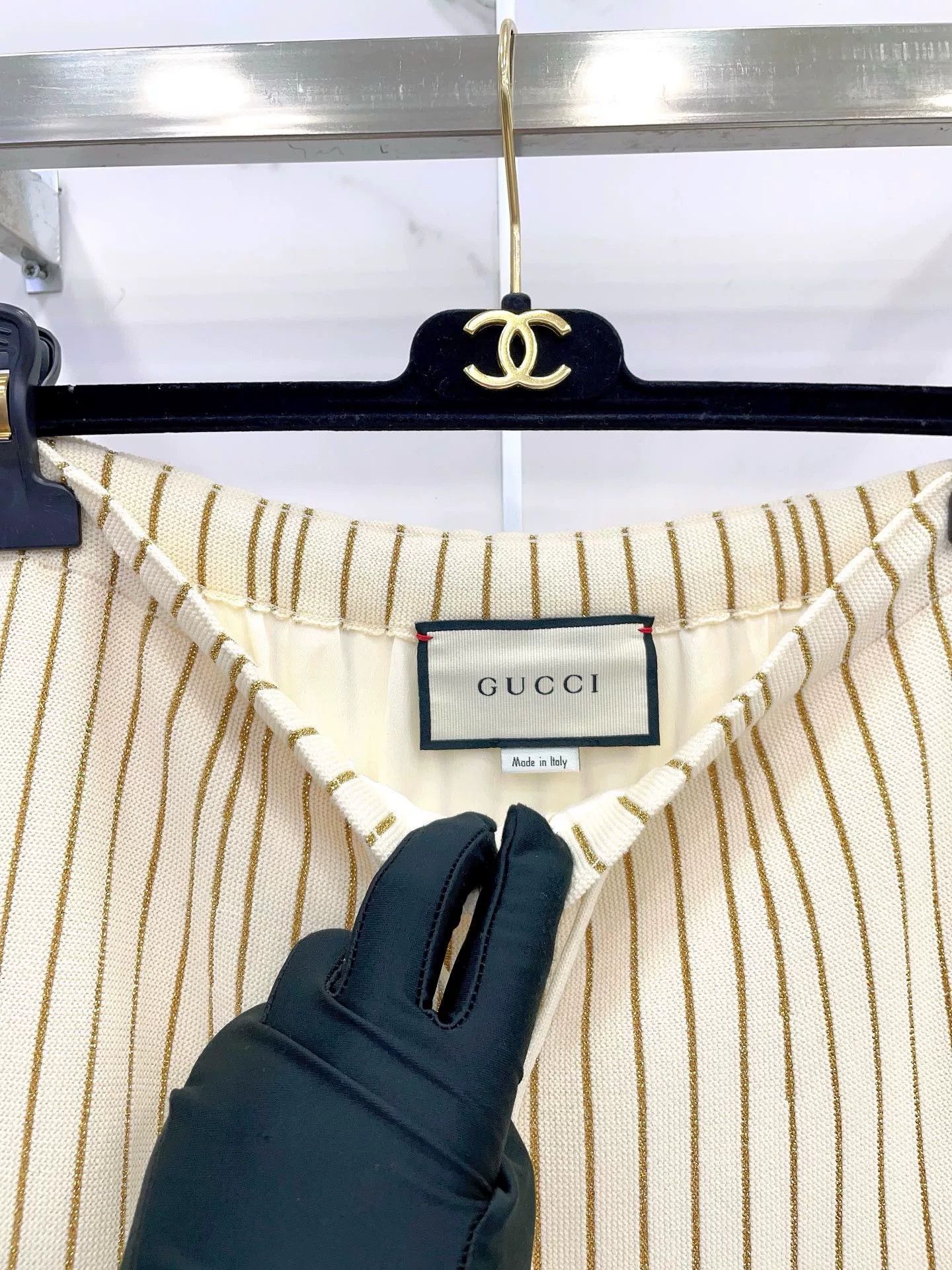 Gucci Gucci Gold Wool Midi Skirt Size 33" - 3 Thumbnail