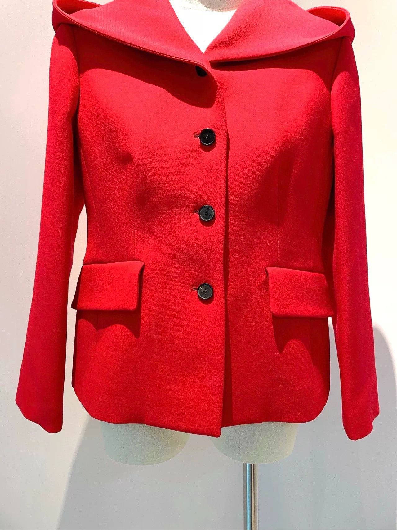 Dior Dior Red Single-Breasted Wool Hooded Coat Size XS / US 0-2 / IT 36-38 - 4 Thumbnail