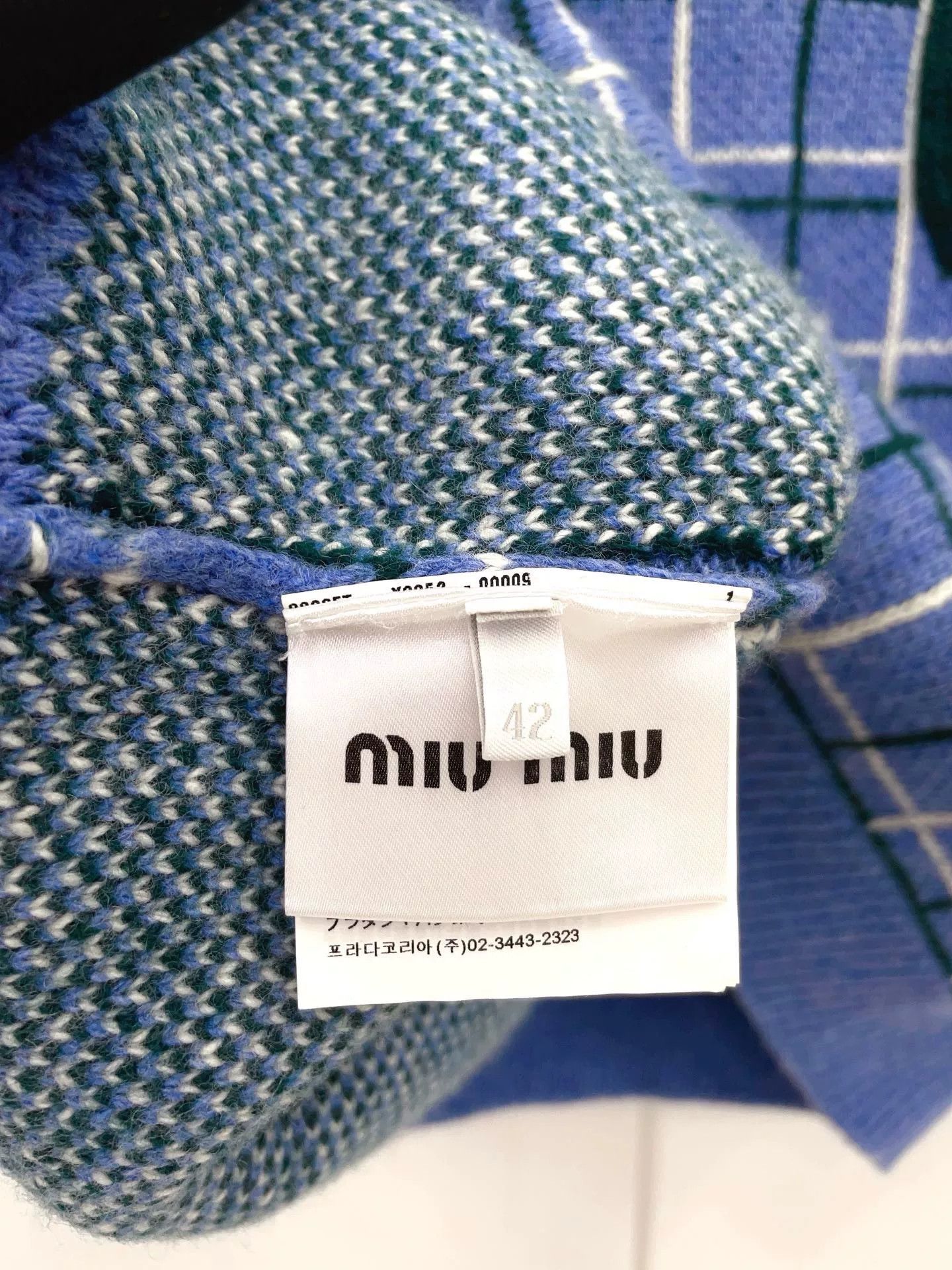 Miu Miu Miu Miu Blue Green White Check Knit Top Size M / US 6-8 / IT 42-44 - 8 Thumbnail