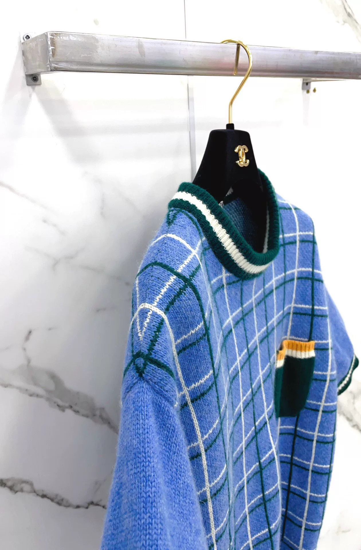 Miu Miu Miu Miu Blue Green White Check Knit Top Size M / US 6-8 / IT 42-44 - 7 Thumbnail