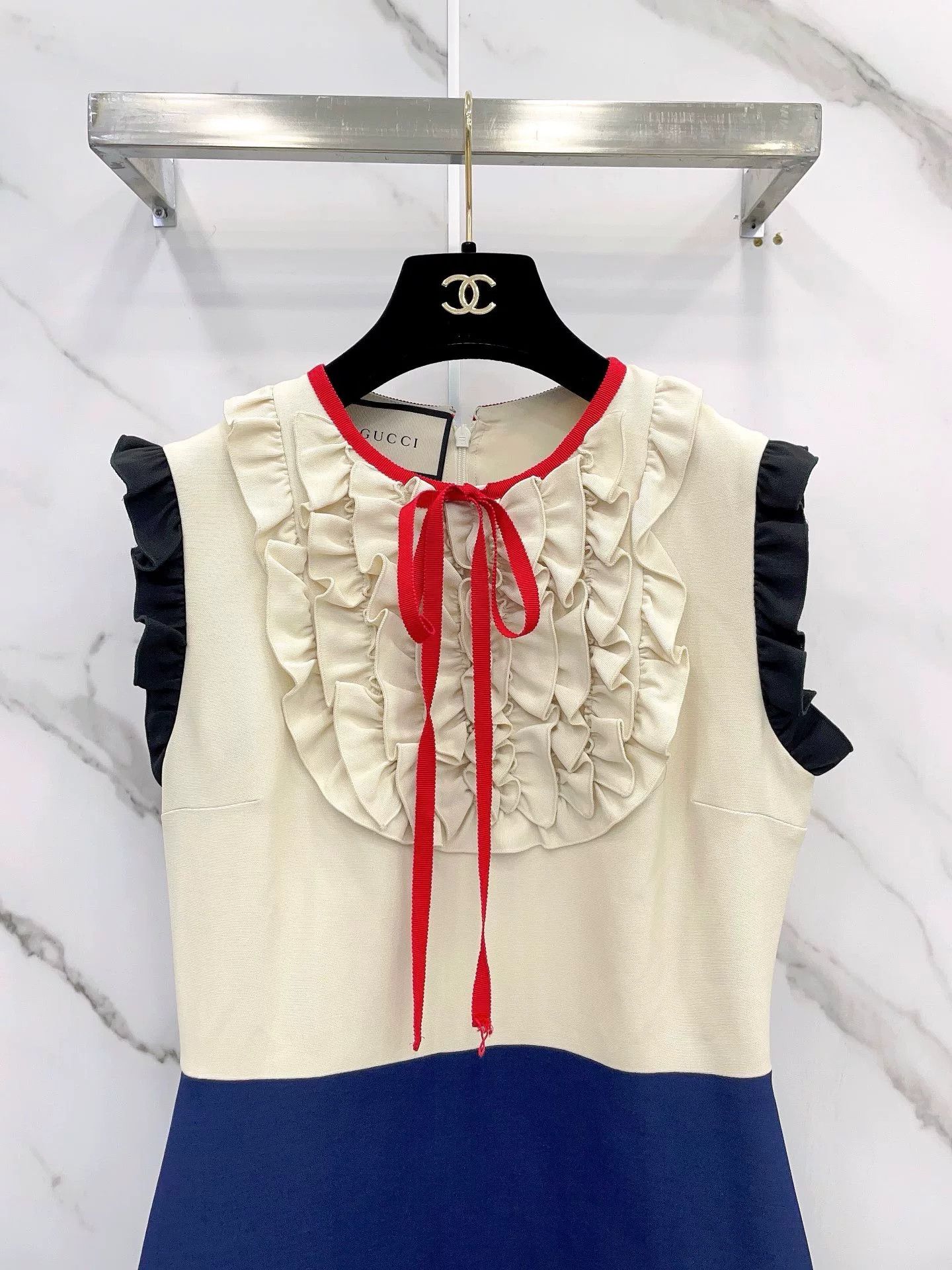 Gucci Gucci Ruffle Red Strap Colorblock Dress Size S / US 4 / IT 40 - 4 Thumbnail