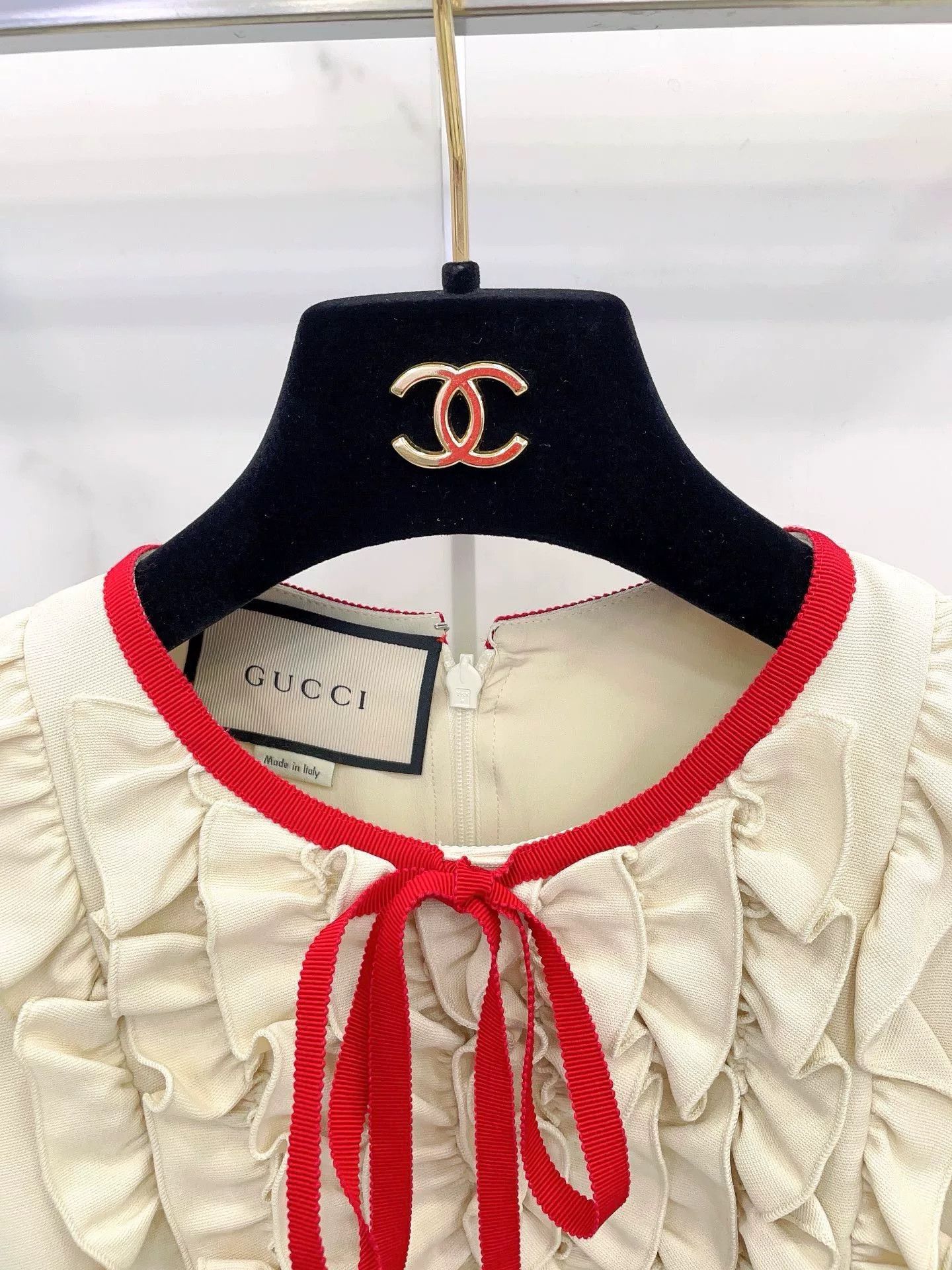 Gucci Gucci Ruffle Red Strap Colorblock Dress Size S / US 4 / IT 40 - 3 Thumbnail