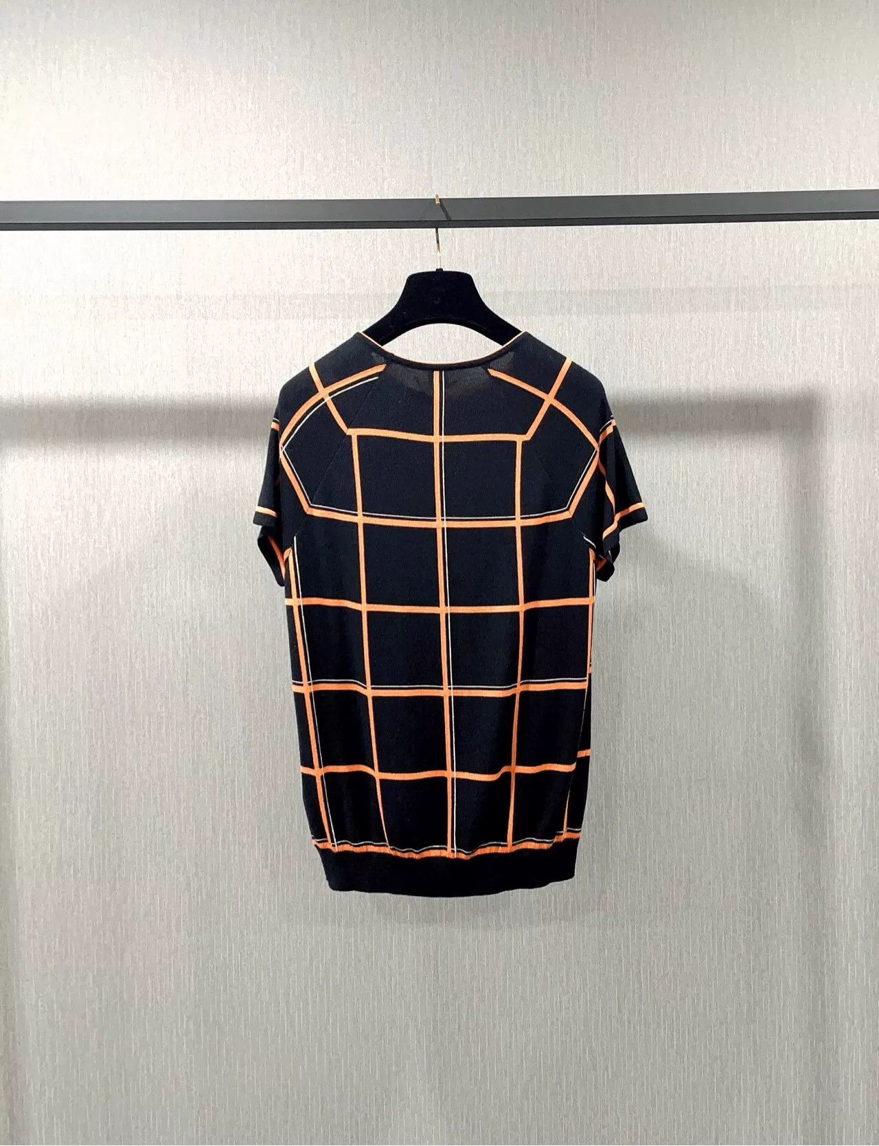 Hermes Hermès Black Orange Check Knit Top Size XS / US 0-2 / IT 36-38 - 2 Thumbnail