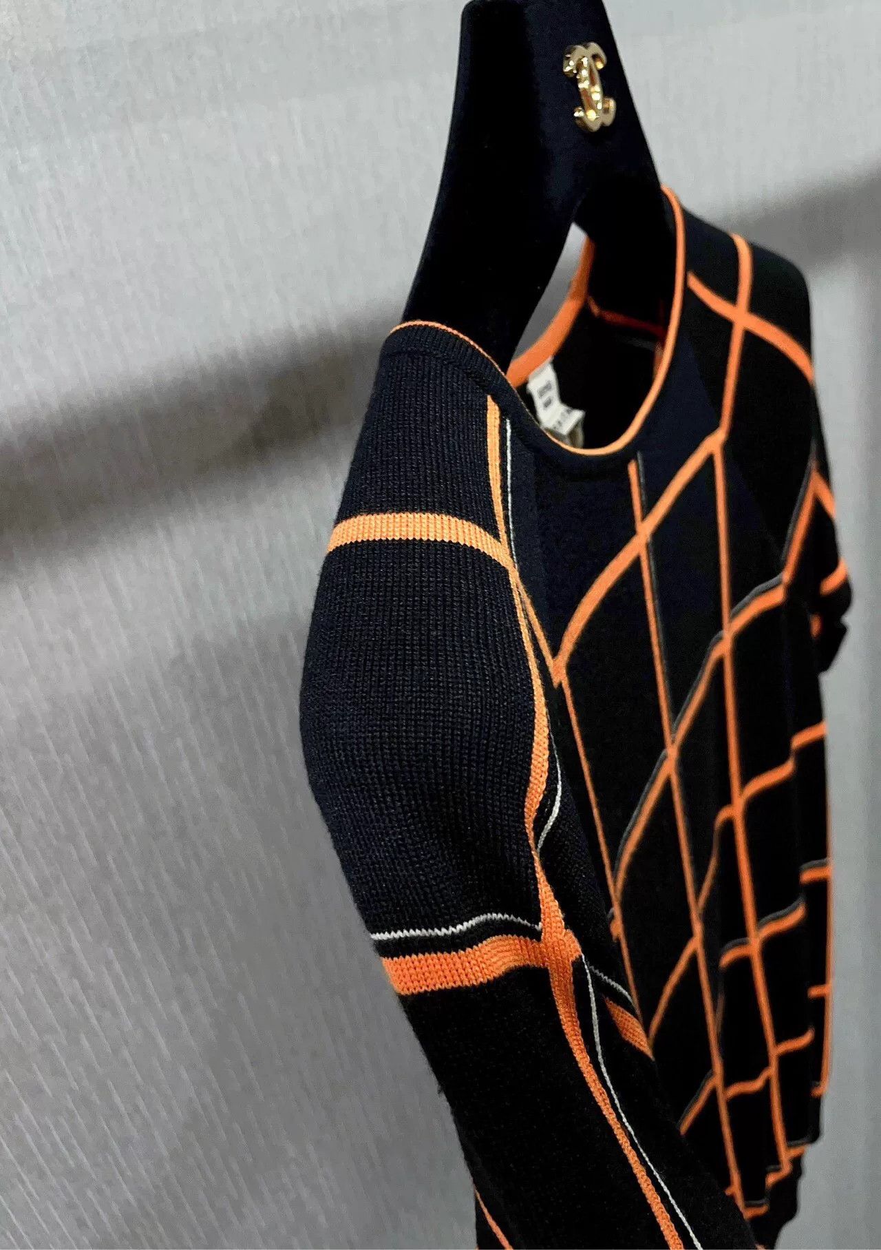 Hermes Hermès Black Orange Check Knit Top Size XS / US 0-2 / IT 36-38 - 7 Thumbnail
