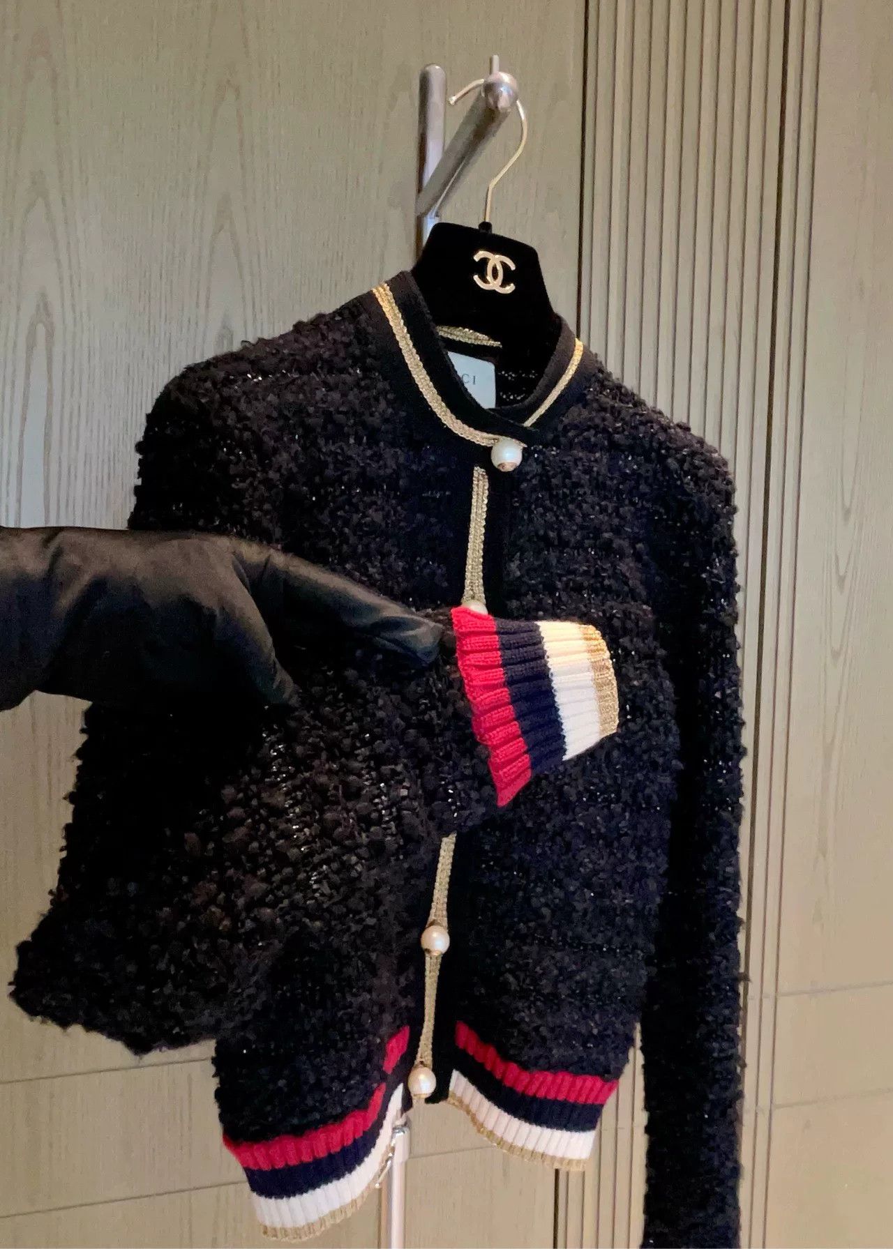 Gucci Gucci Black Tweed Pearl Button Knit Jacket Size XS / US 0-2 / IT 36-38 - 5 Thumbnail