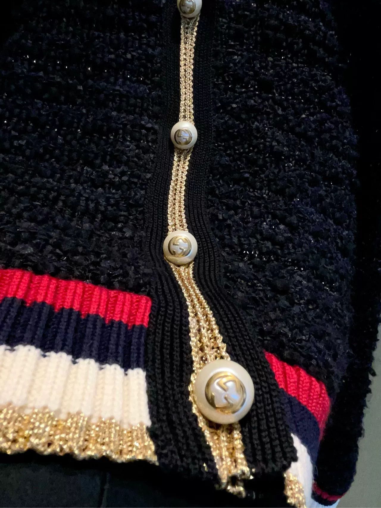 Gucci Gucci Black Tweed Pearl Button Knit Jacket Size XS / US 0-2 / IT 36-38 - 6 Thumbnail