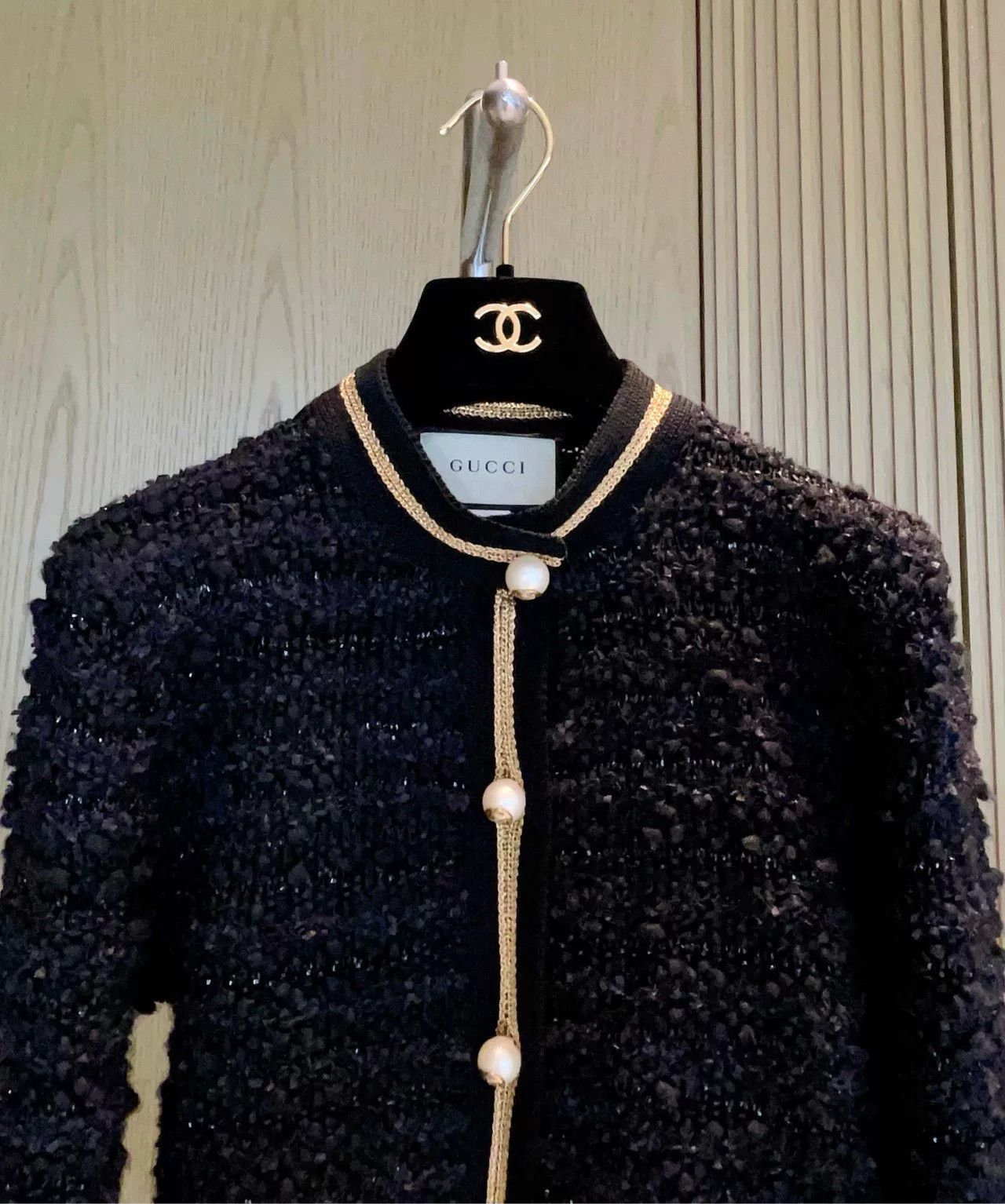 Gucci Gucci Black Tweed Pearl Button Knit Jacket Size XS / US 0-2 / IT 36-38 - 3 Thumbnail